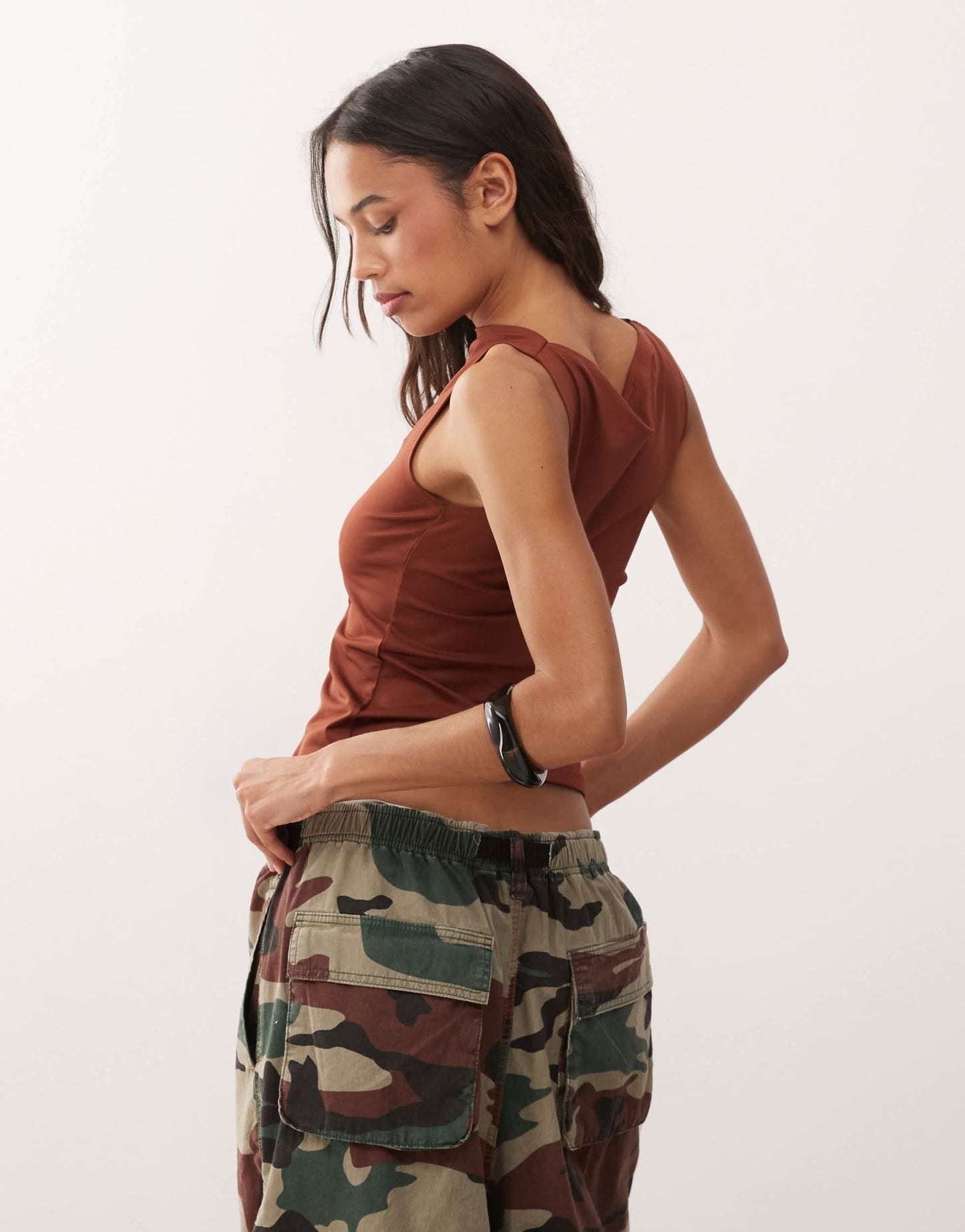 Weekday Annie sleeveless boat neck top in rust red - ASOS Sample Sale