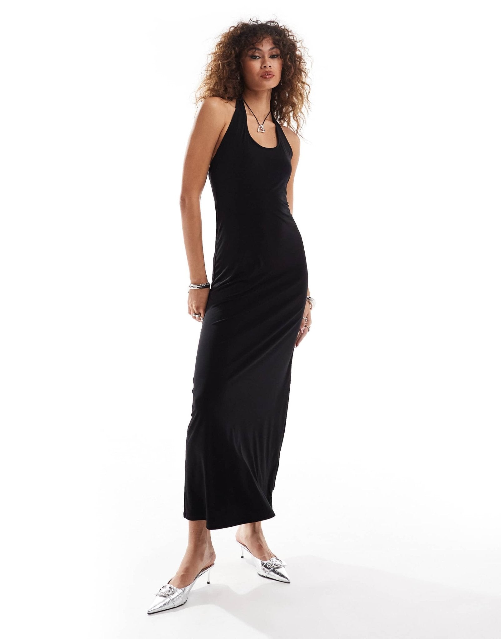 Weekday Astrid halter neck maxi dress in black exclusive to ASOS - ASOS Sample Sale