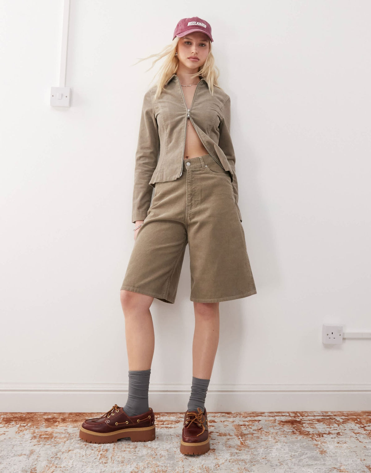 Weekday Astro co-ord baggy fit corduroy jorts in brown - ASOS Sample Sale