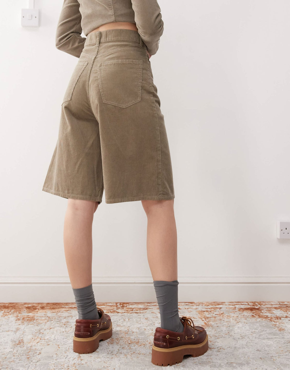 Weekday Astro co-ord baggy fit corduroy jorts in brown - ASOS Sample Sale