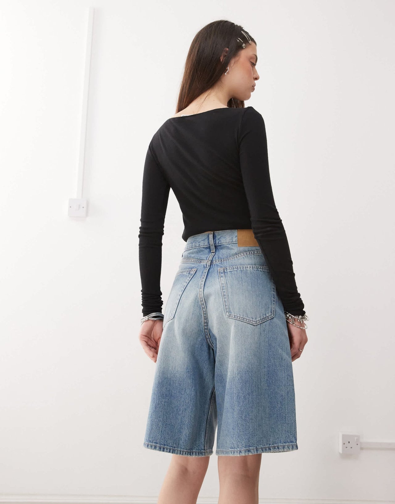 Weekday Astro Unisex baggy denim shorts in blue - ASOS Sample Sale