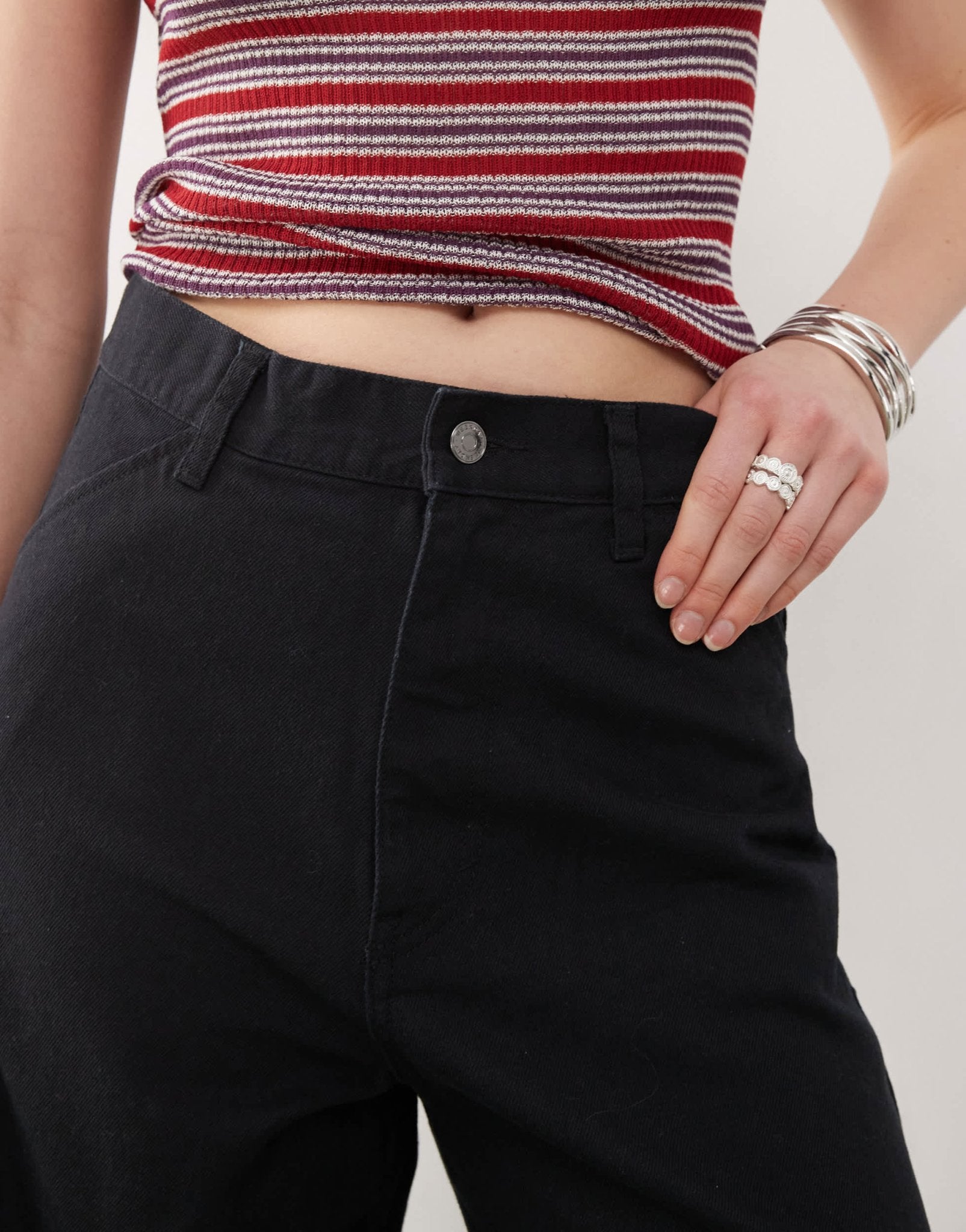 Weekday Astro Unisex linen blend trousers in black - ASOS Sample Sale