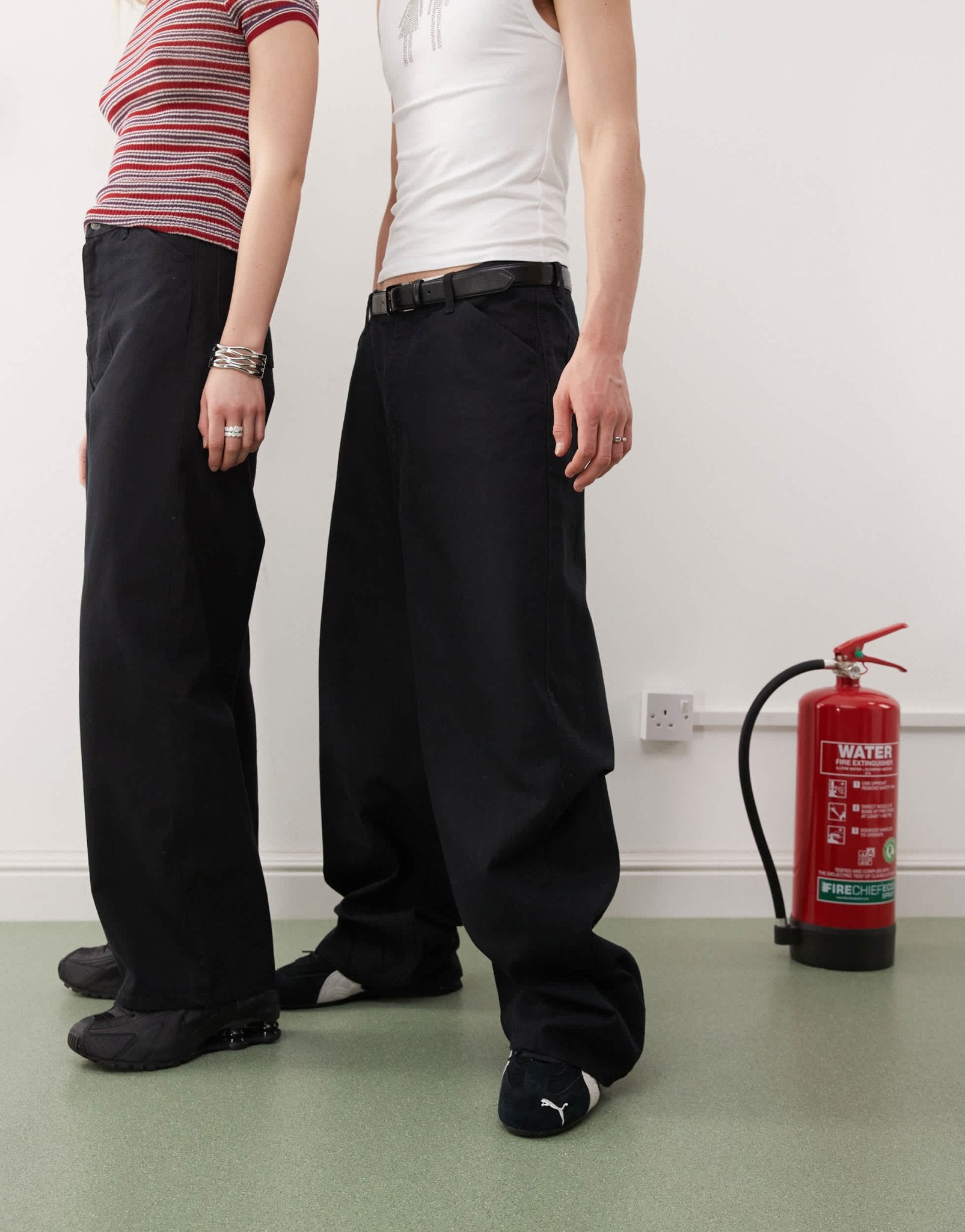 Weekday Astro Unisex linen blend trousers in black - ASOS Sample Sale