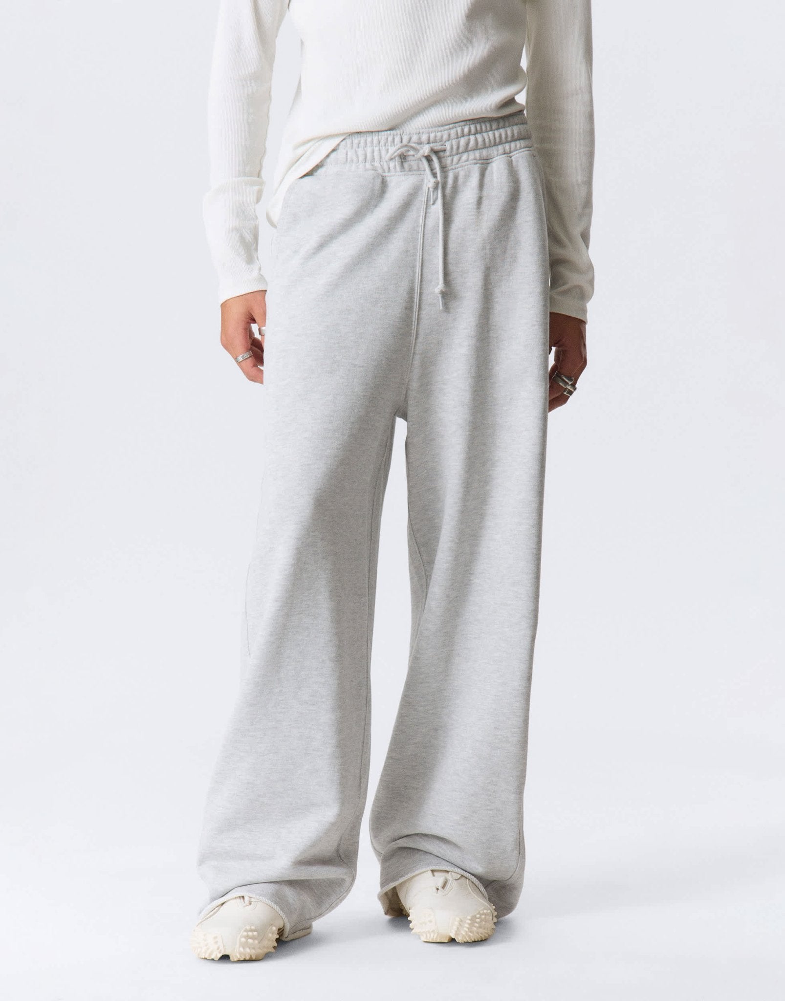 Weekday Astro wide leg joggers in grey melange - ASOS Sample Sale