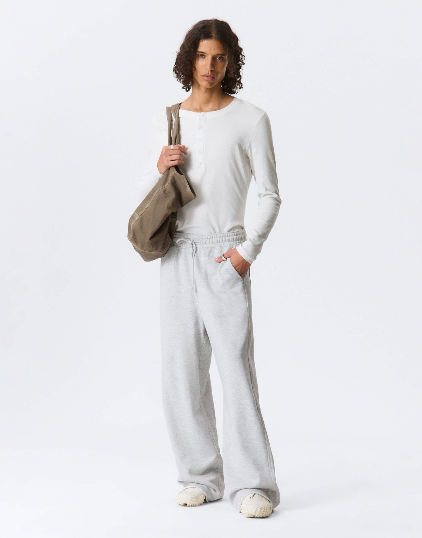 Weekday Astro wide leg joggers in grey melange - ASOS Sample Sale