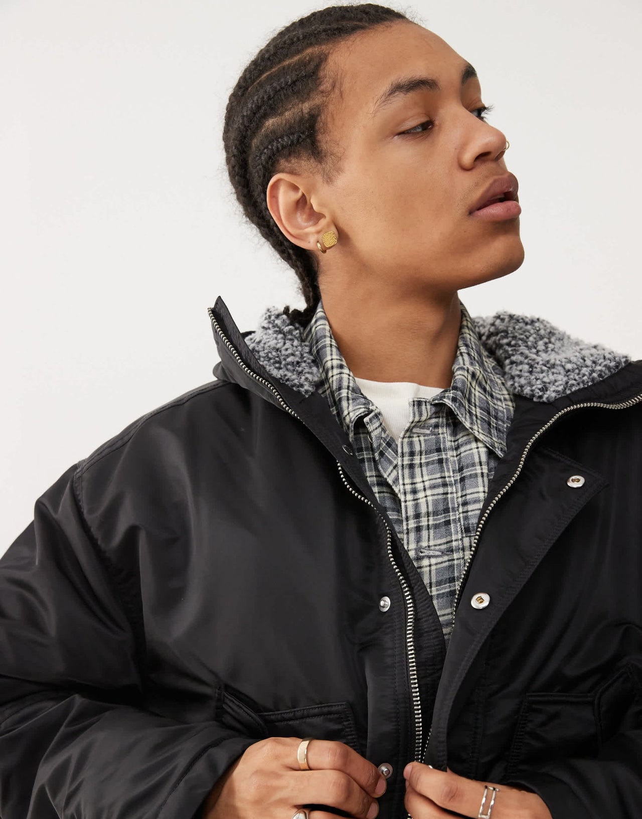 Weekday Baloo parka coat with borg lining in black - ASOS Sample Sale