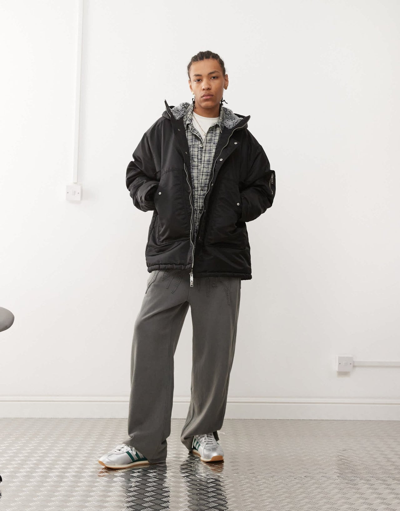 Weekday Baloo parka coat with borg lining in black - ASOS Sample Sale