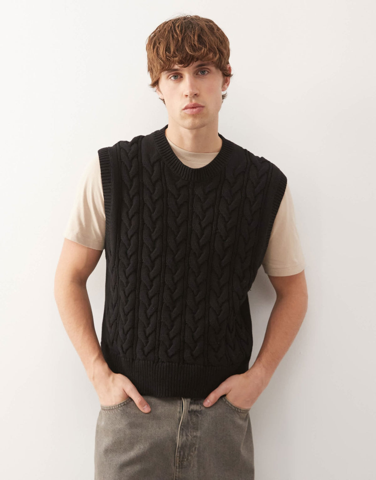 Weekday cable knit vest in black - ASOS Sample Sale