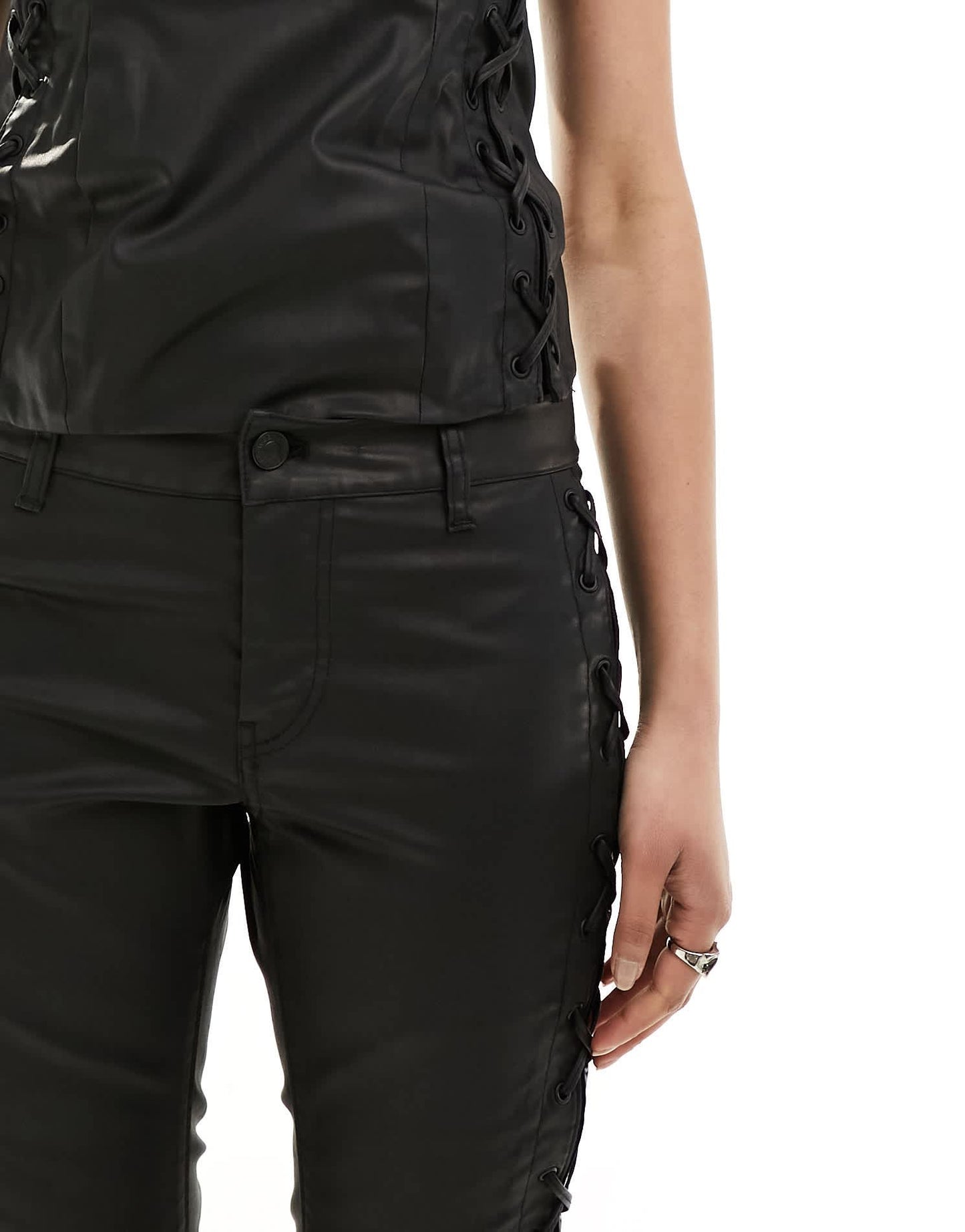 Weekday Cassidy co - ord lace up slim trousers in black - ASOS Sample Sale