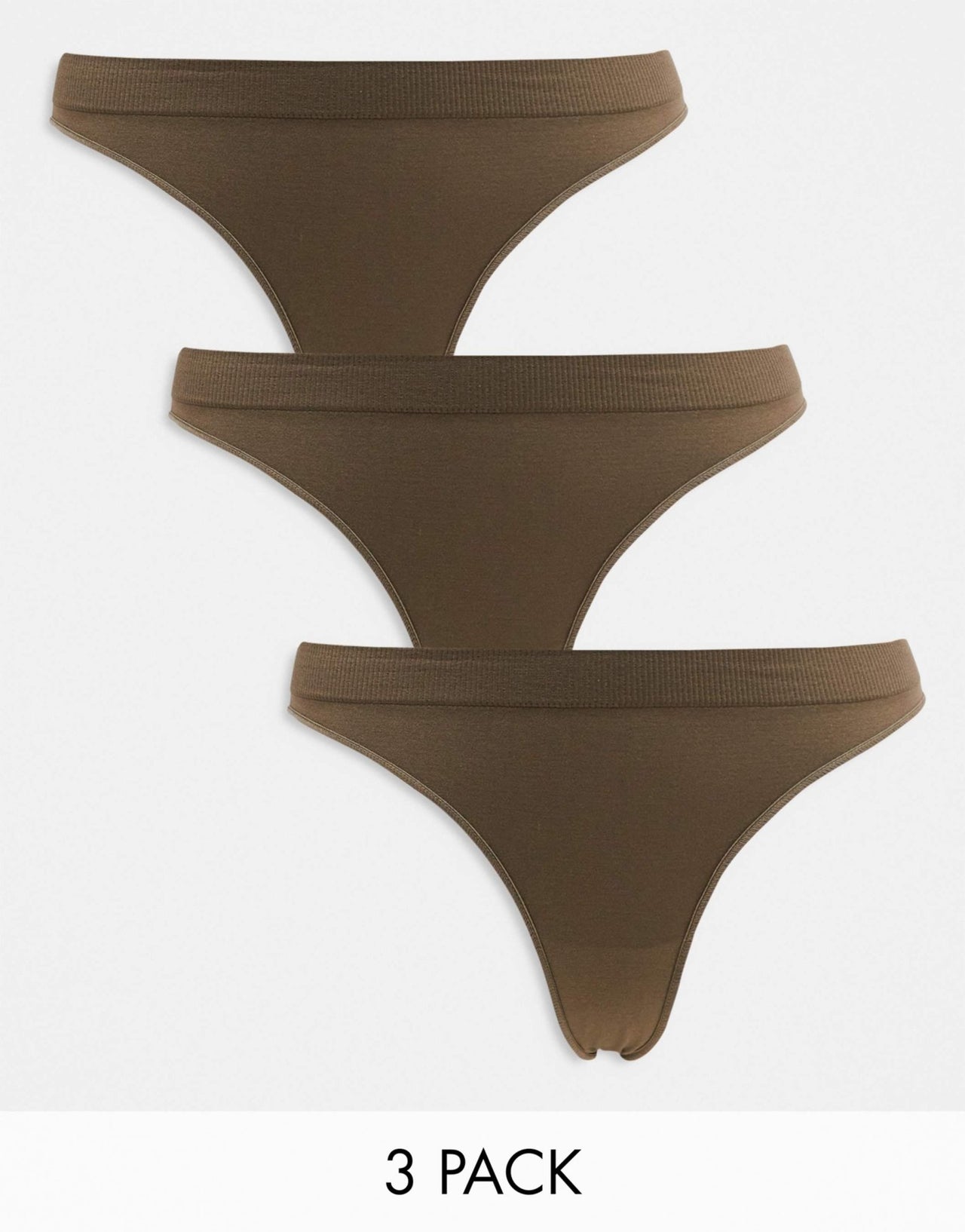 Weekday Cat Seamless 3 - pack thong in brown - ASOS Sample Sale