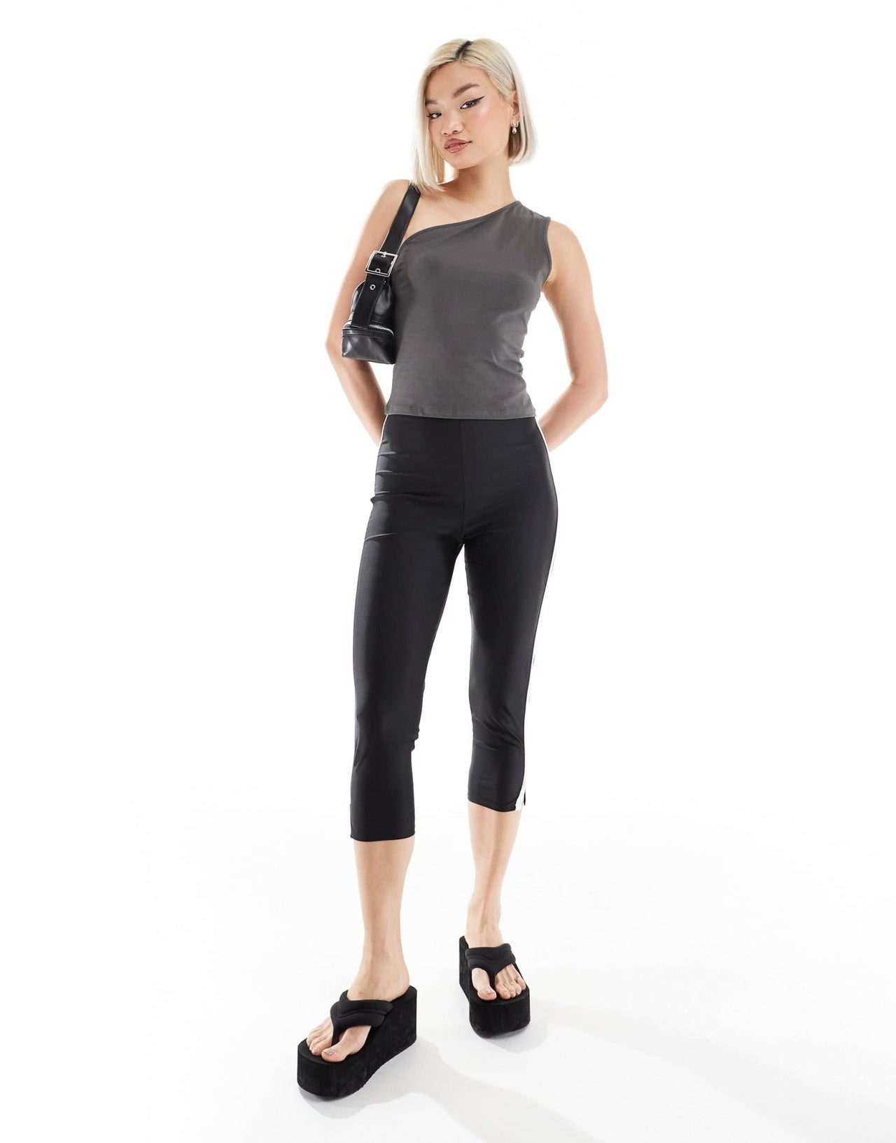 Weekday Cindy one shoulder top in charcoal exclusive to ASOS - ASOS Sample Sale