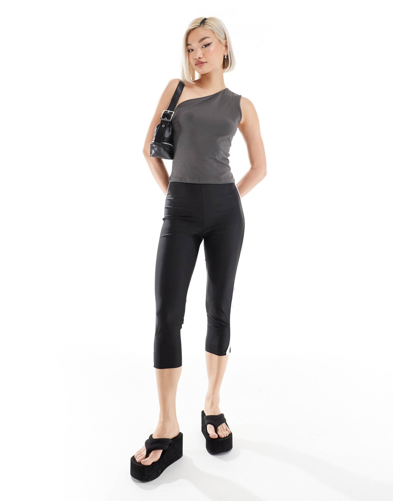 Weekday Cindy one shoulder top in charcoal exclusive to ASOS - ASOS Sample Sale