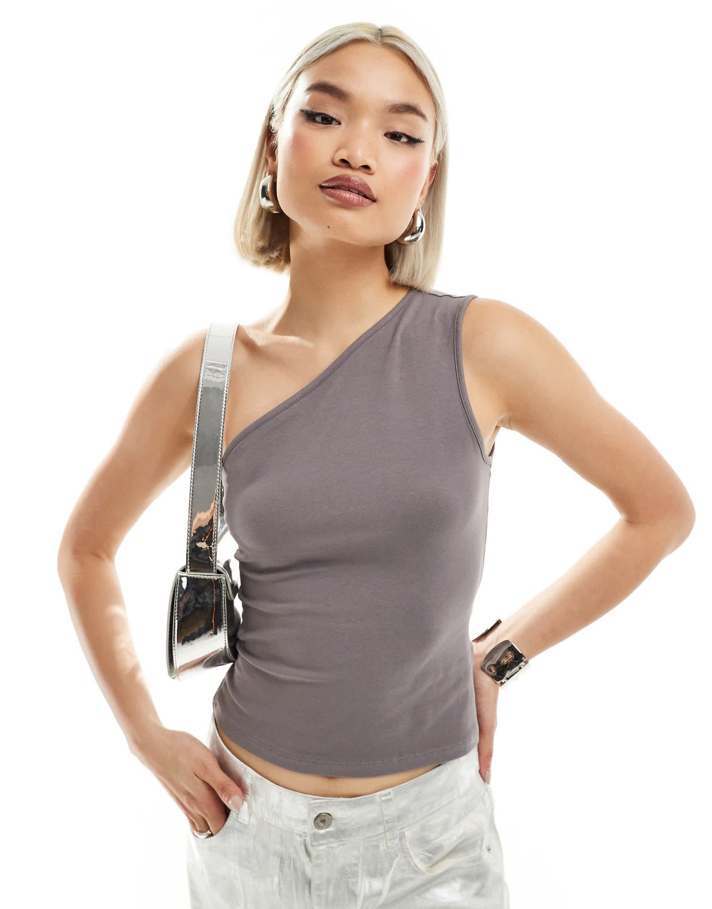 Weekday Cindy one shoulder top in mole exclusive to ASOS - ASOS Sample Sale