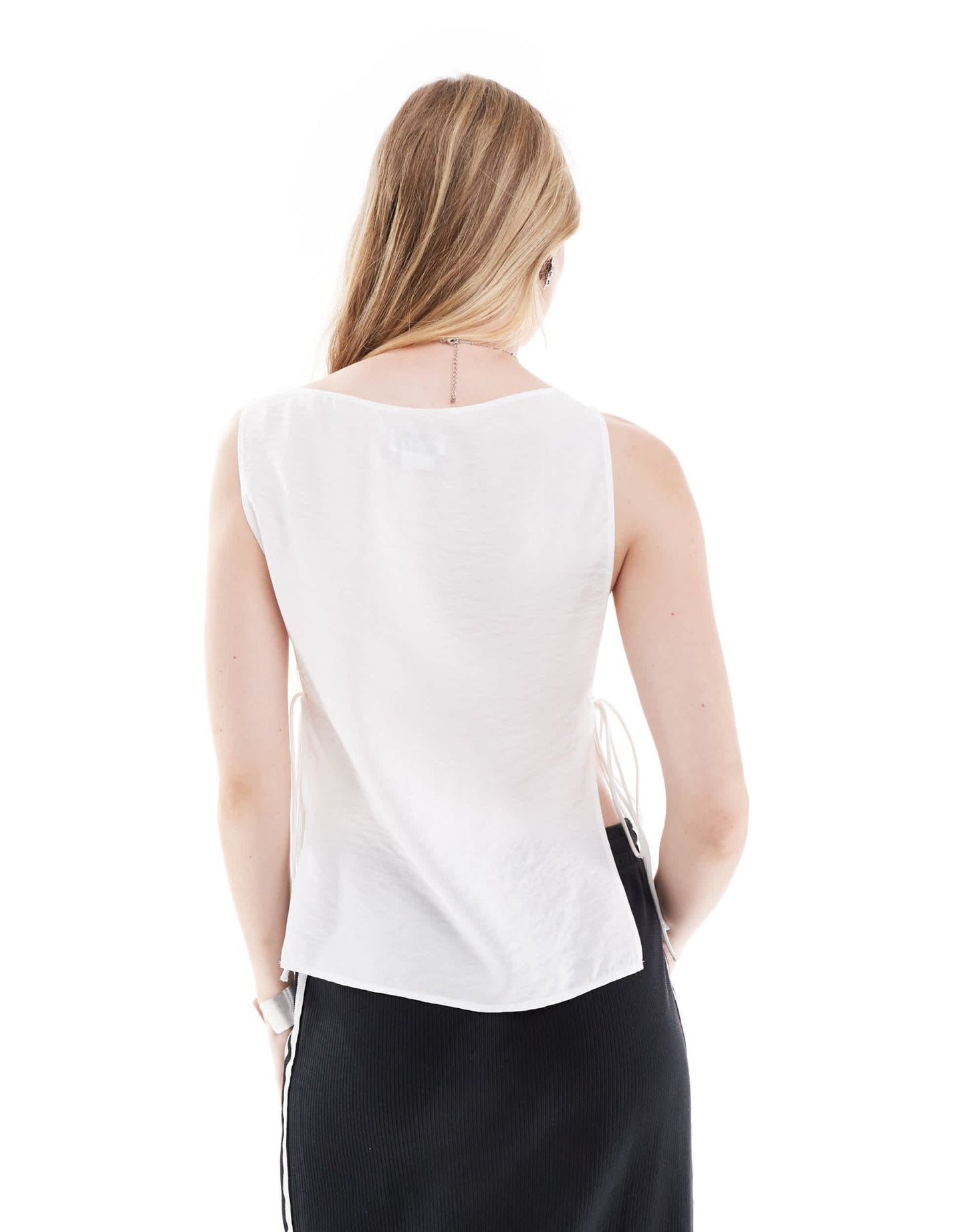 Weekday Cintia boat neck top with side tie detail in white - ASOS Sample Sale