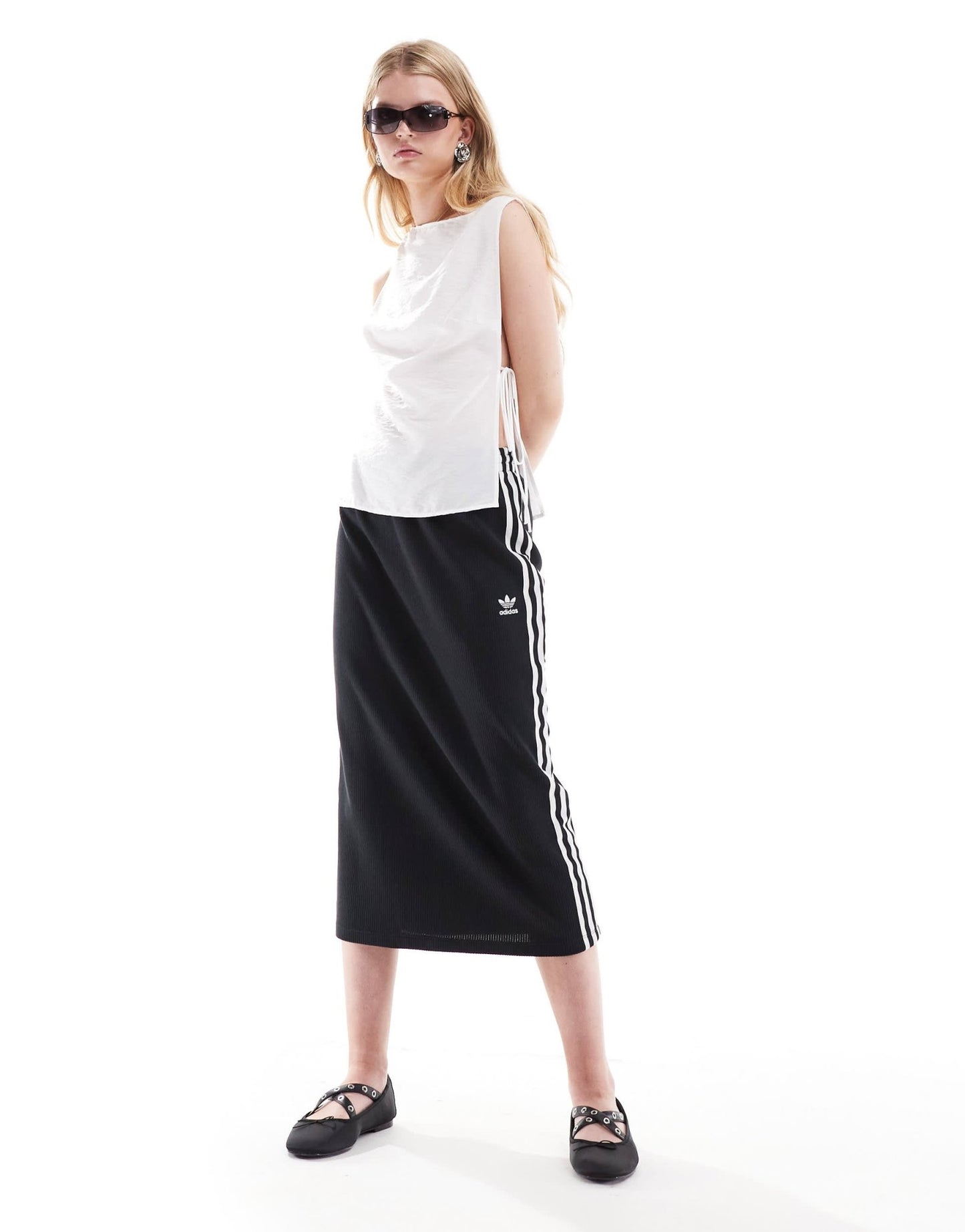 Weekday Cintia boat neck top with side tie detail in white - ASOS Sample Sale