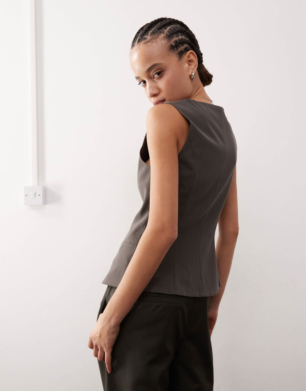 Weekday Cobra waistcoat top in mole - ASOS Sample Sale