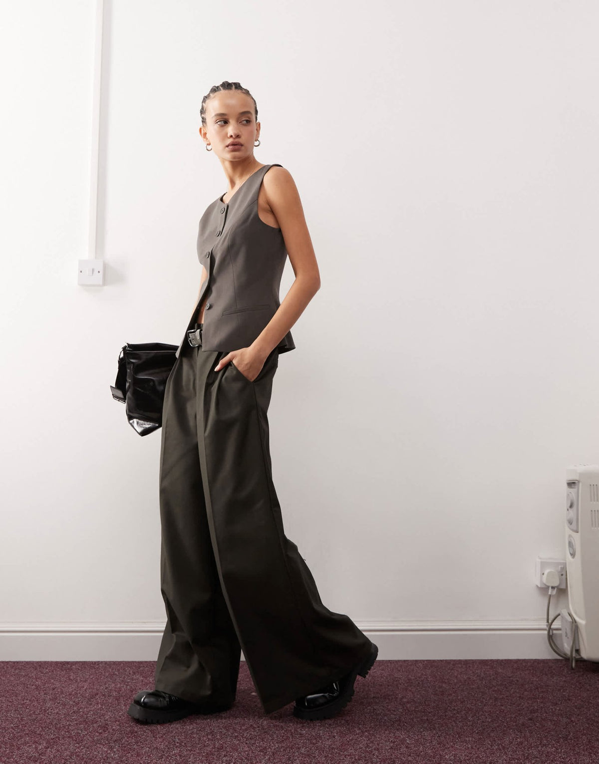 Weekday Cobra waistcoat top in mole - ASOS Sample Sale