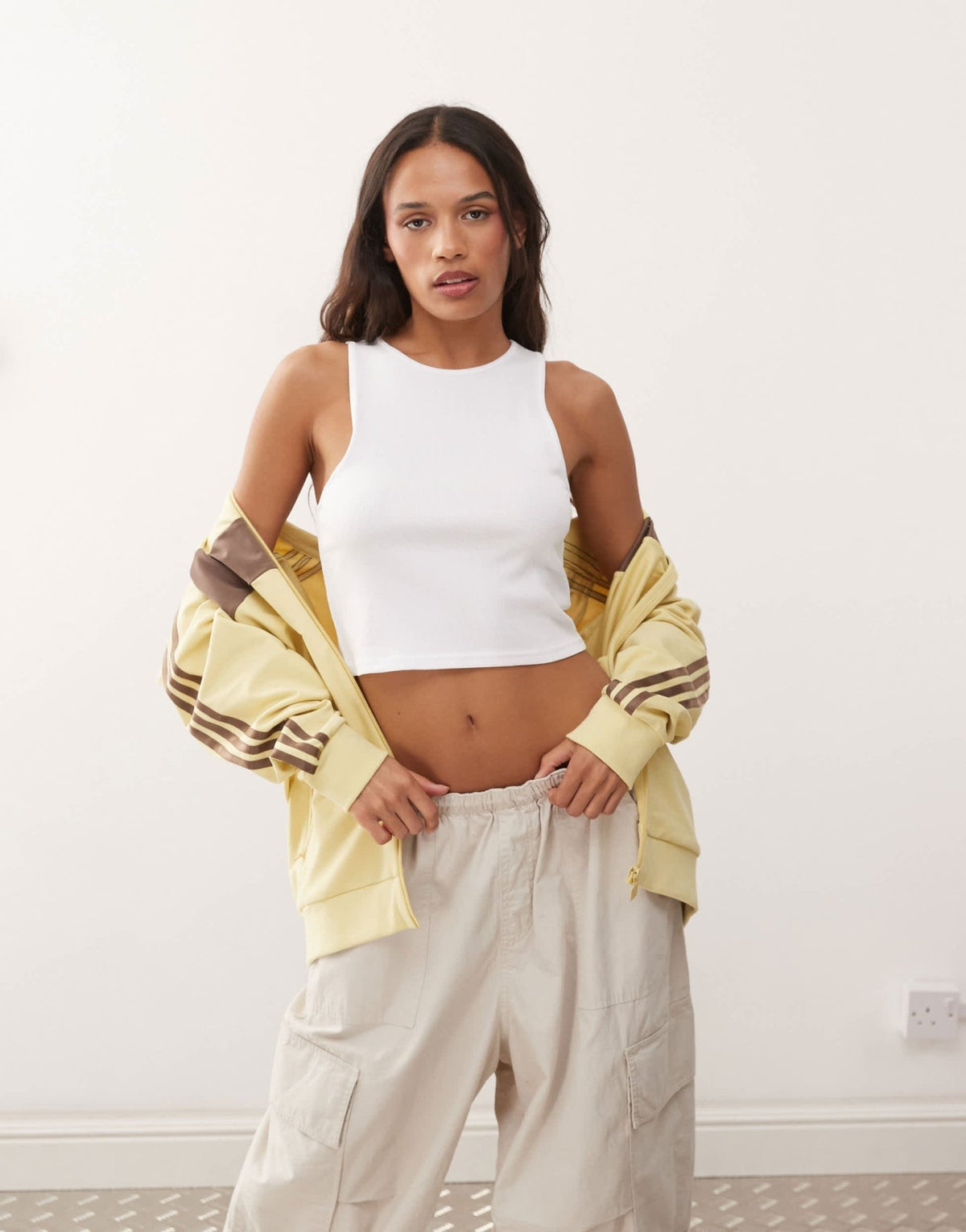 Weekday crop ribbed tank top in white - ASOS Sample Sale
