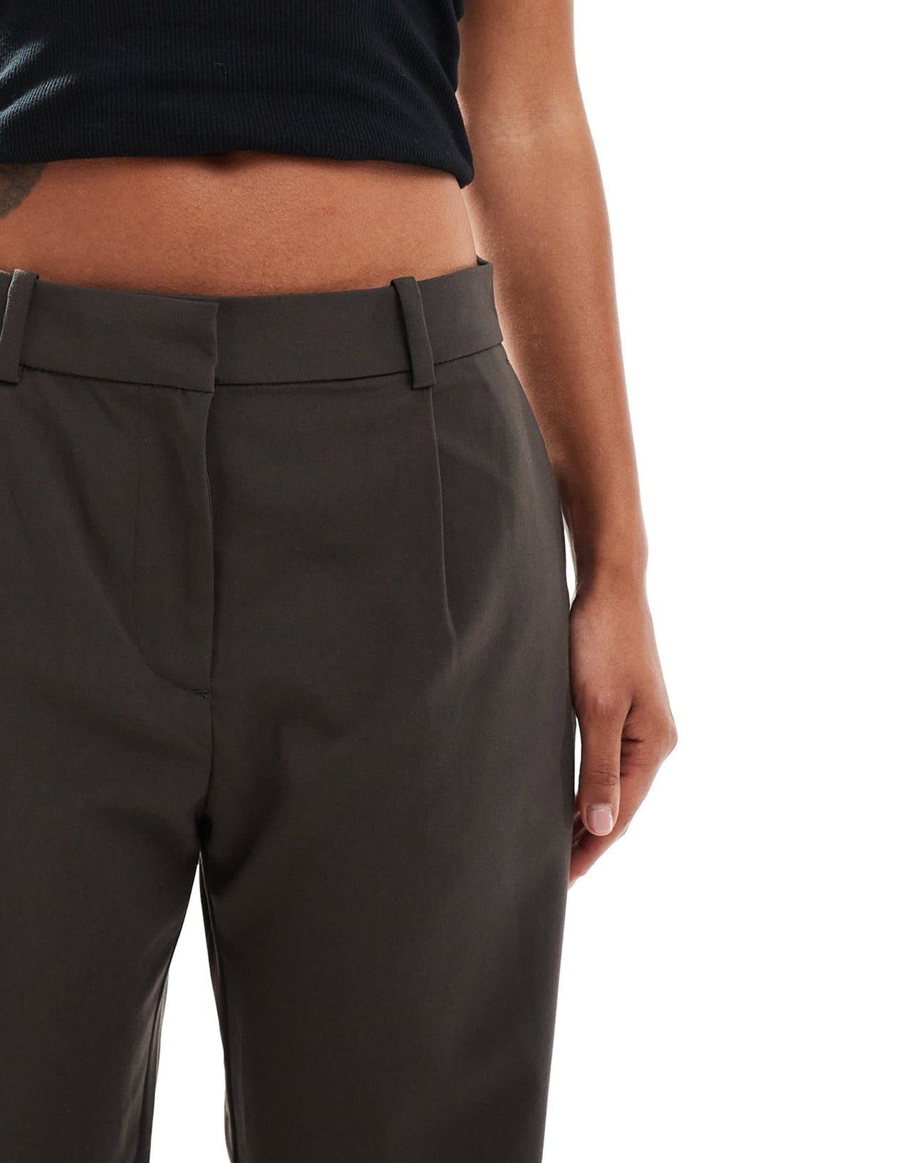 Weekday Drew mid waist slouchy trousers with front pleats in grey melange pinstripe - ASOS Sample Sale
