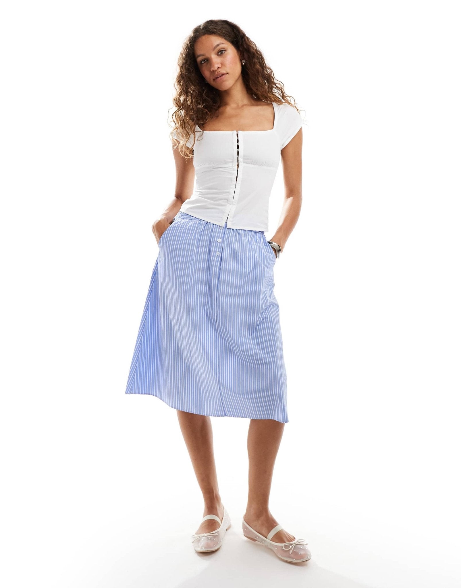 Weekday Elsa corset style square neck top in white - ASOS Sample Sale