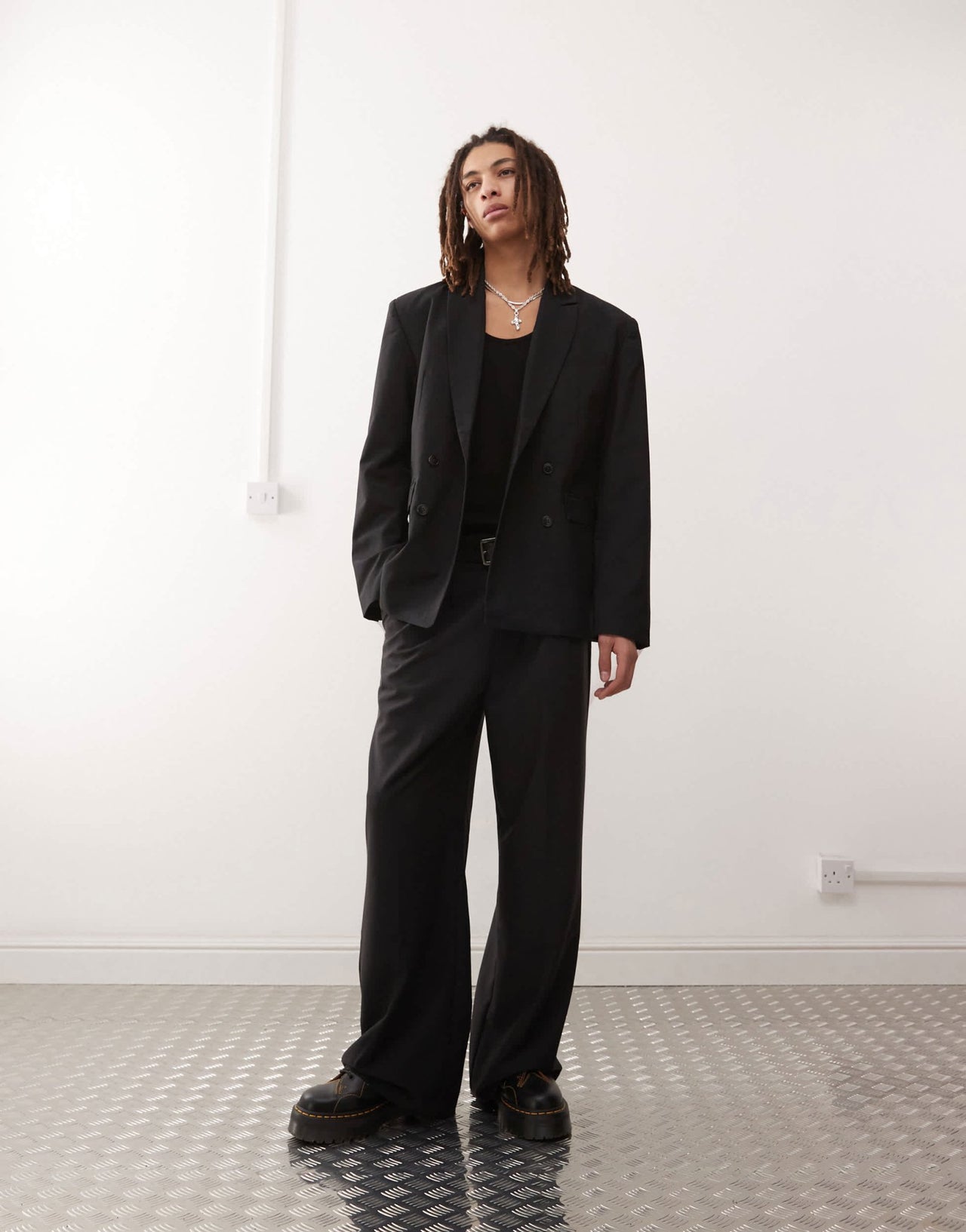 Weekday Fabio fitted double breasted blazer in black - ASOS Sample Sale