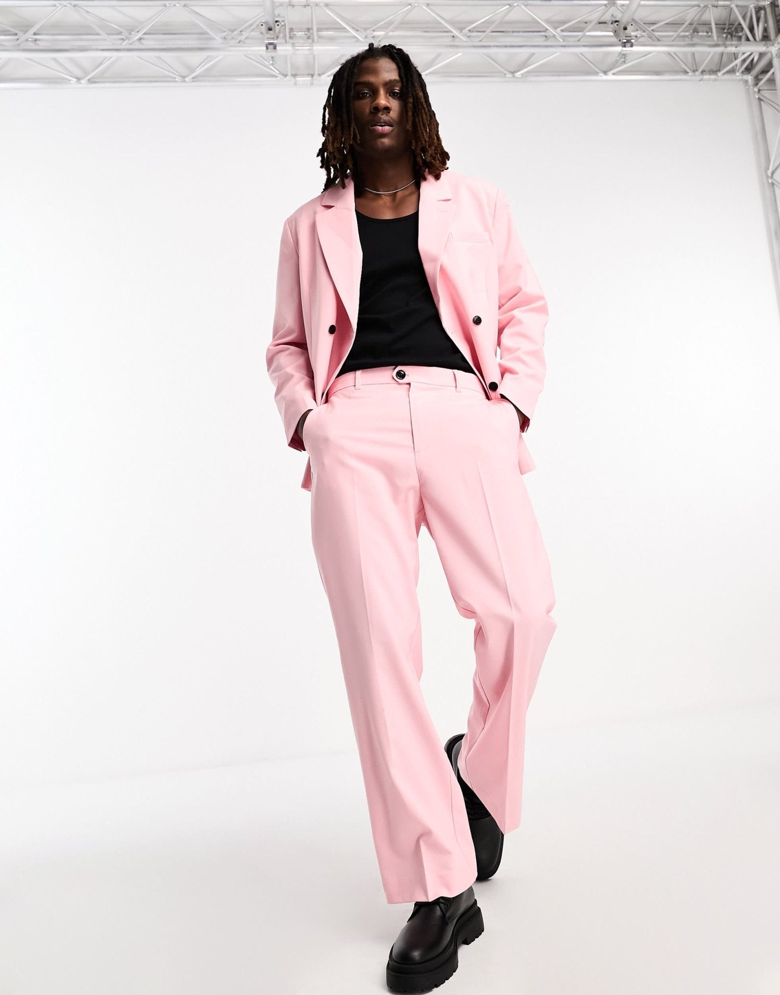 Weekday Franklin co - ord flared trousers in powder pink exclusive to ASOS - ASOS Sample Sale