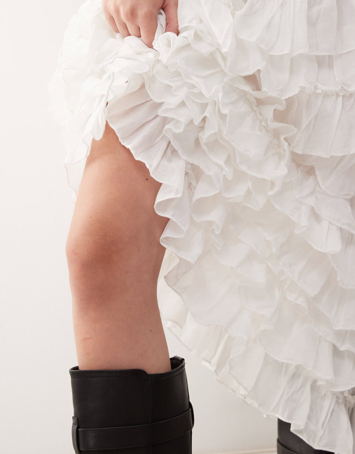 Weekday frill hem maxi skirt in white - ASOS Sample Sale