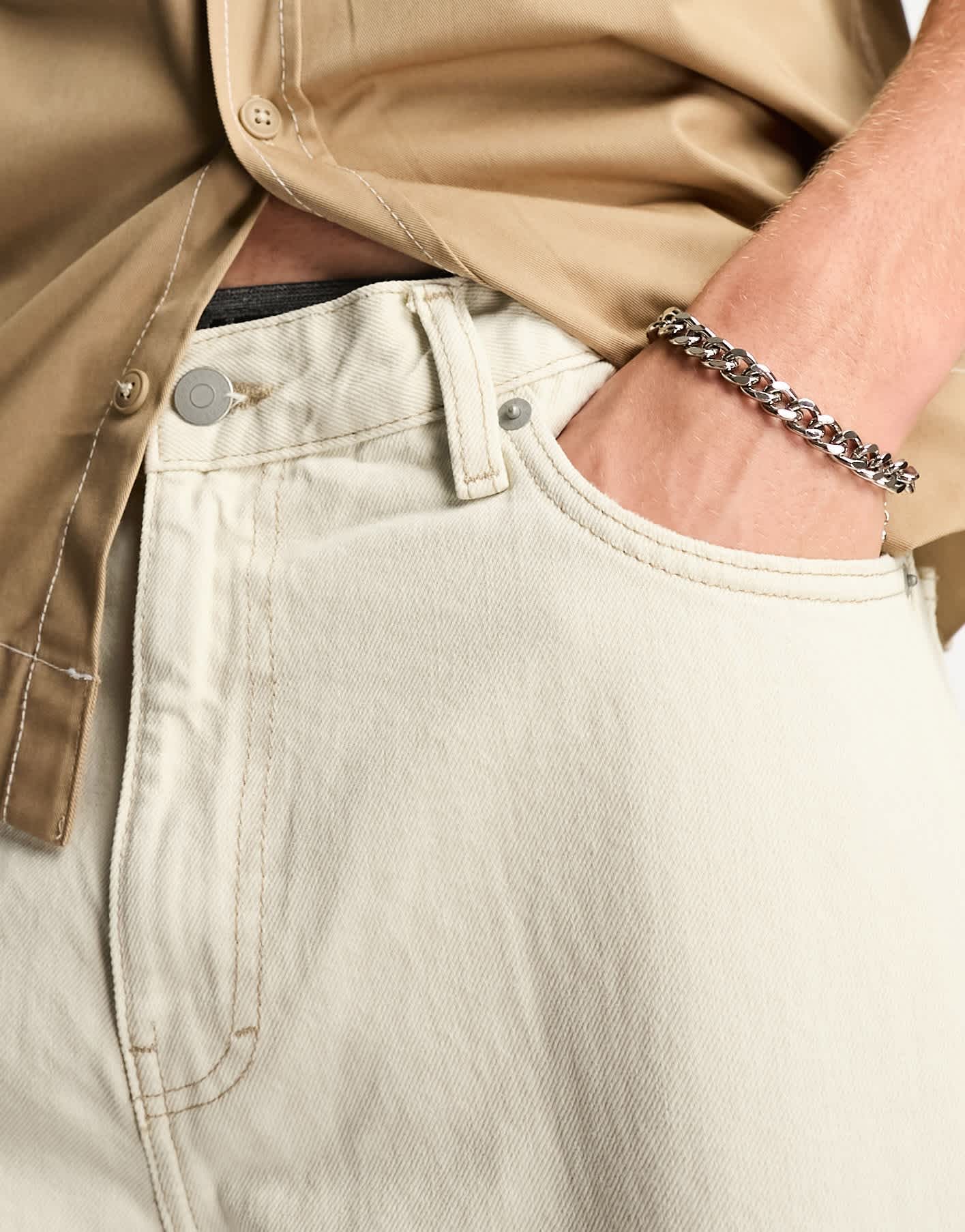 Weekday Galaxy loose fit straight leg jeans in chalk white - ASOS Sample Sale