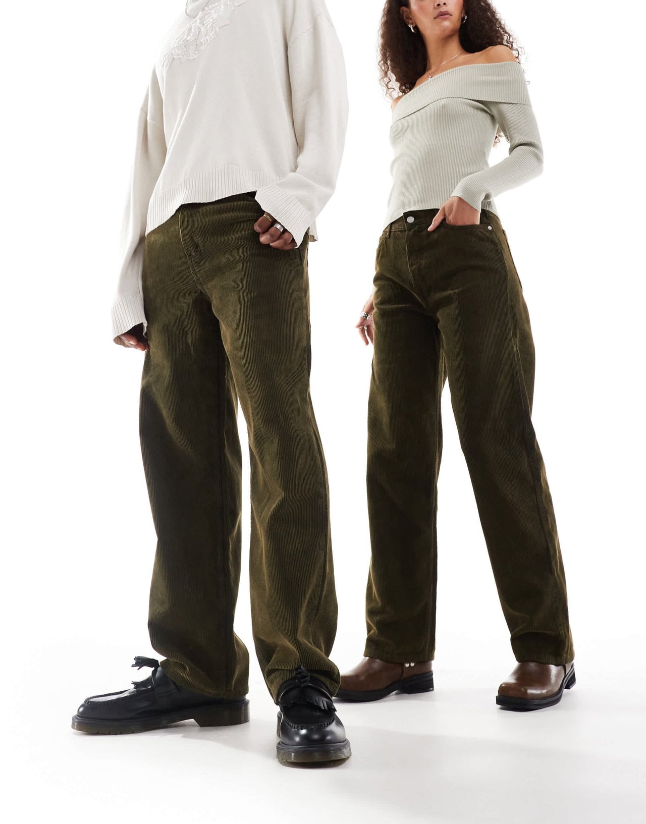 Weekday Galaxy Unisex cord trousers in washed green - ASOS Sample Sale
