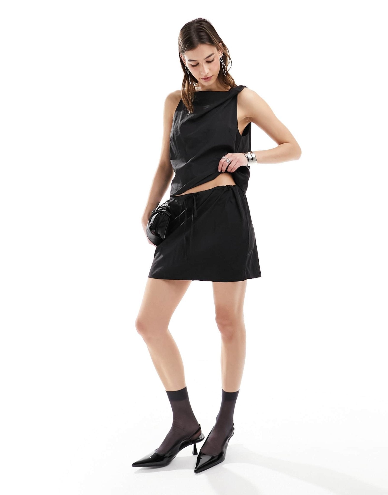 Weekday Georgine co - ord mini skirt in Black - ASOS Sample Sale