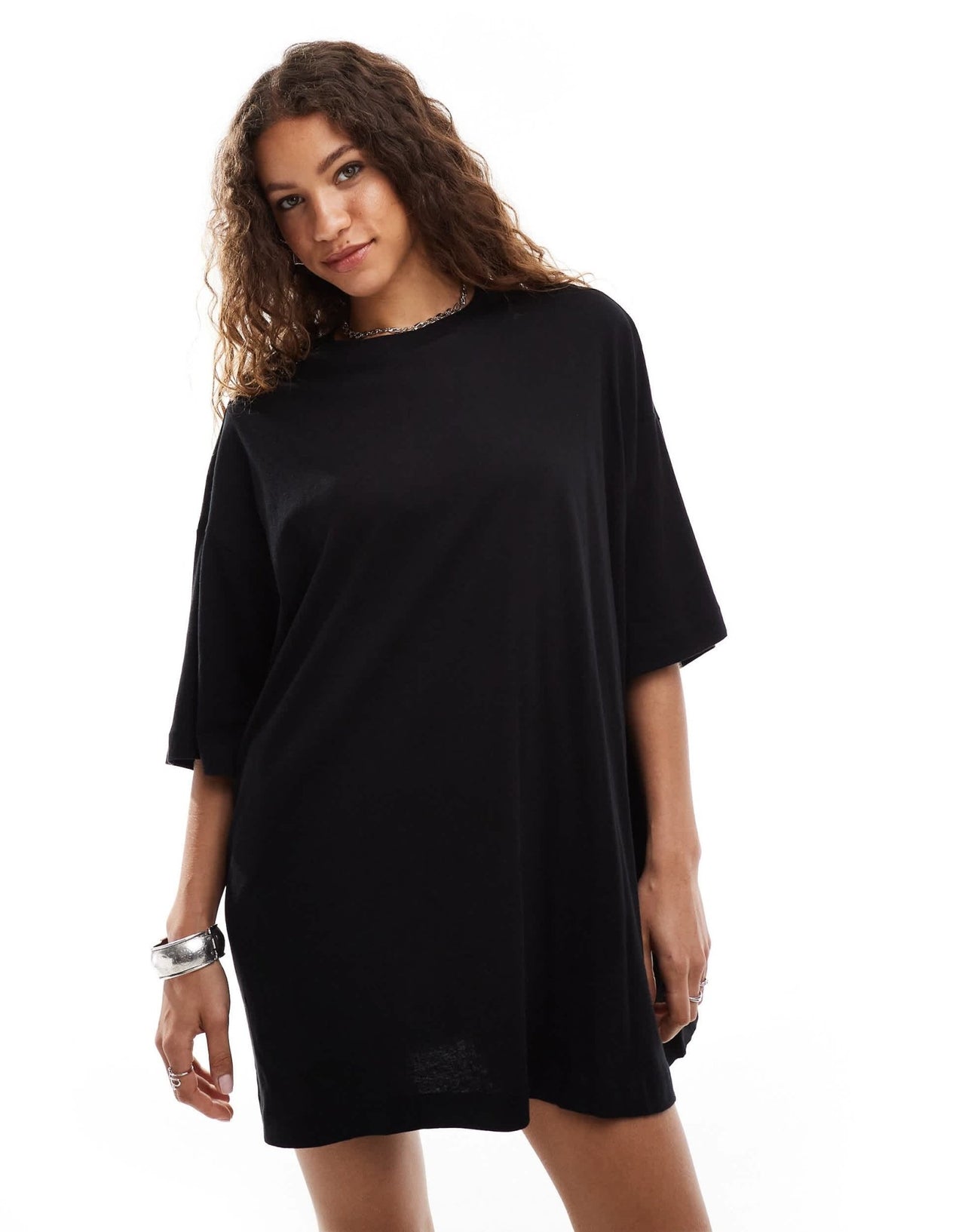 Weekday Huge t-shirt mini dress in black exclusive to ASOS - ASOS Sample Sale