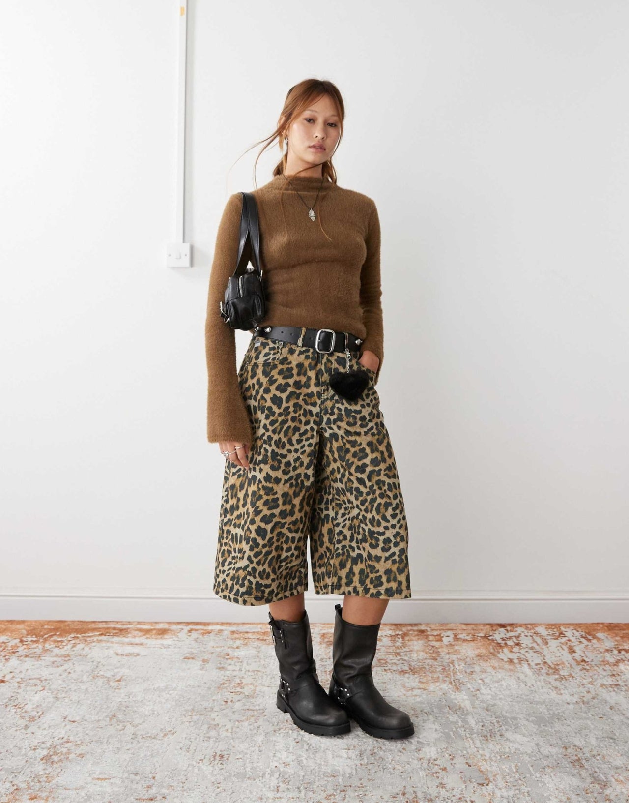Weekday Jenny hairy knit jumper in brown - ASOS Sample Sale