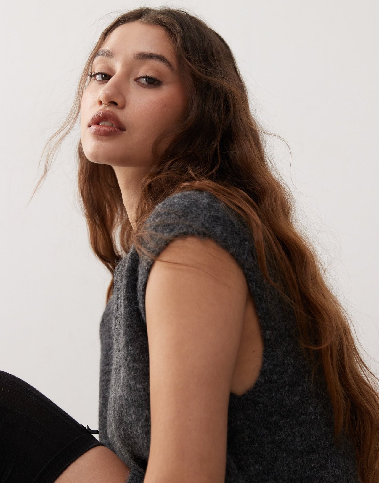 Weekday Kayla wool blend knitted v neck vest mini dress in dark grey melange exclusive to ASOS - ASOS Sample Sale