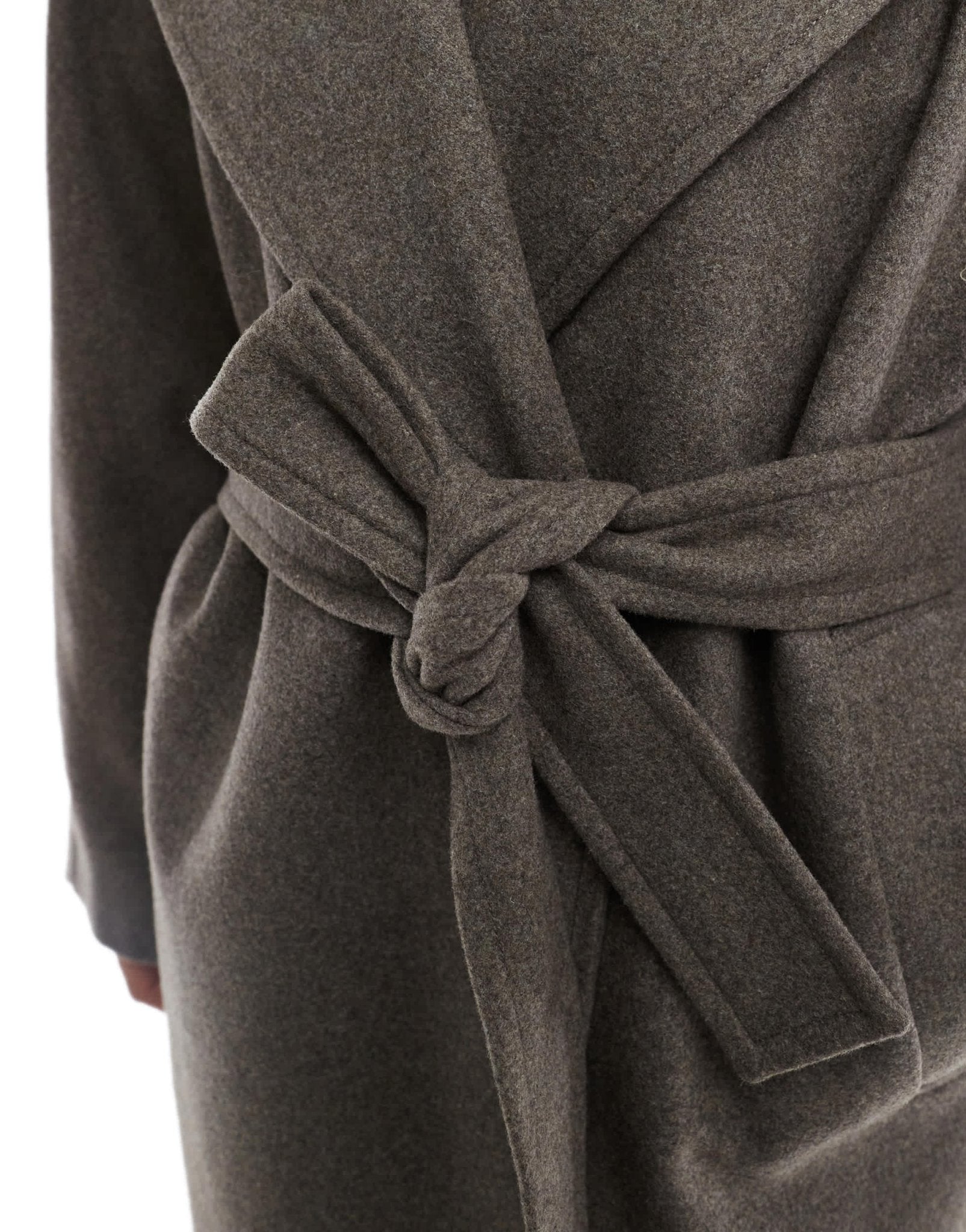 Weekday Kia wool blend oversized coat with tie waist detail in dark mole melange - ASOS Sample Sale
