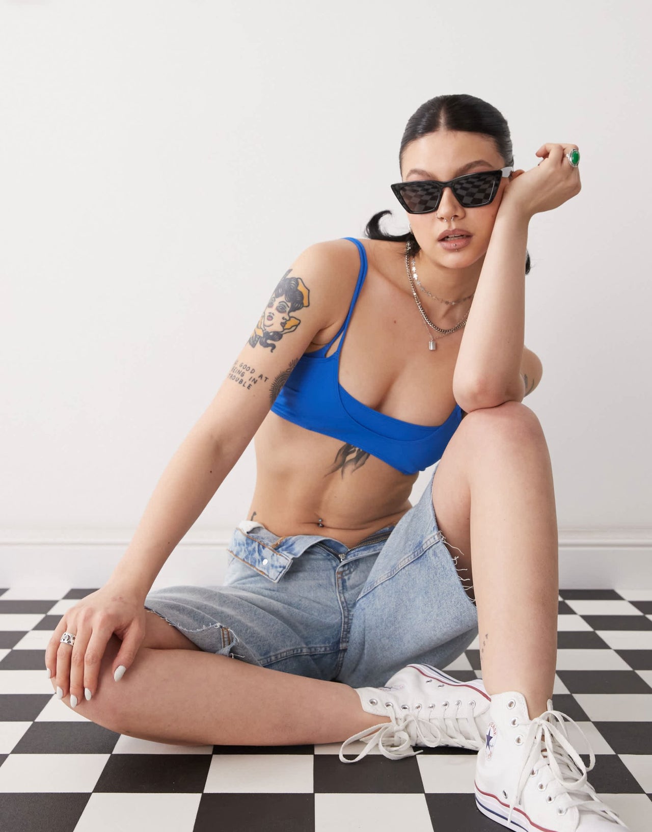 Weekday layered bikini top in blue - ASOS Sample Sale