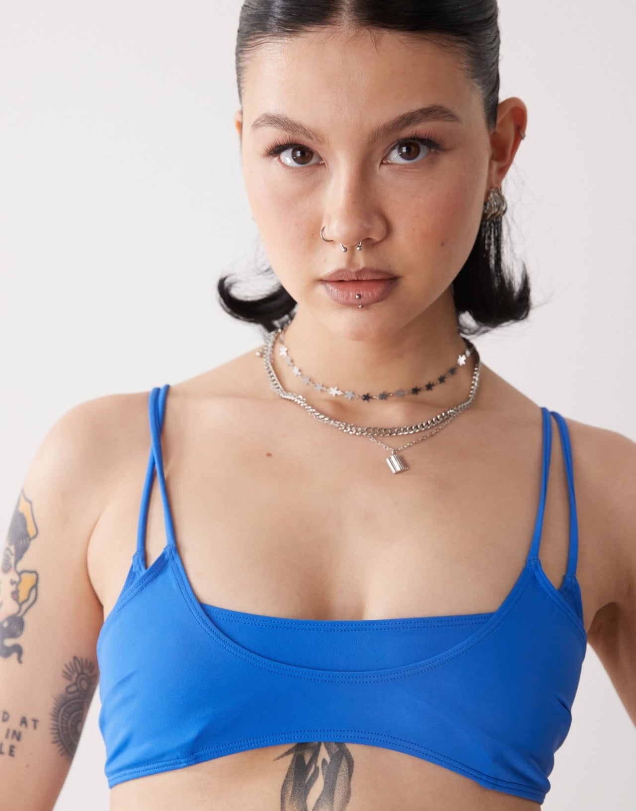 Weekday layered bikini top in blue - ASOS Sample Sale