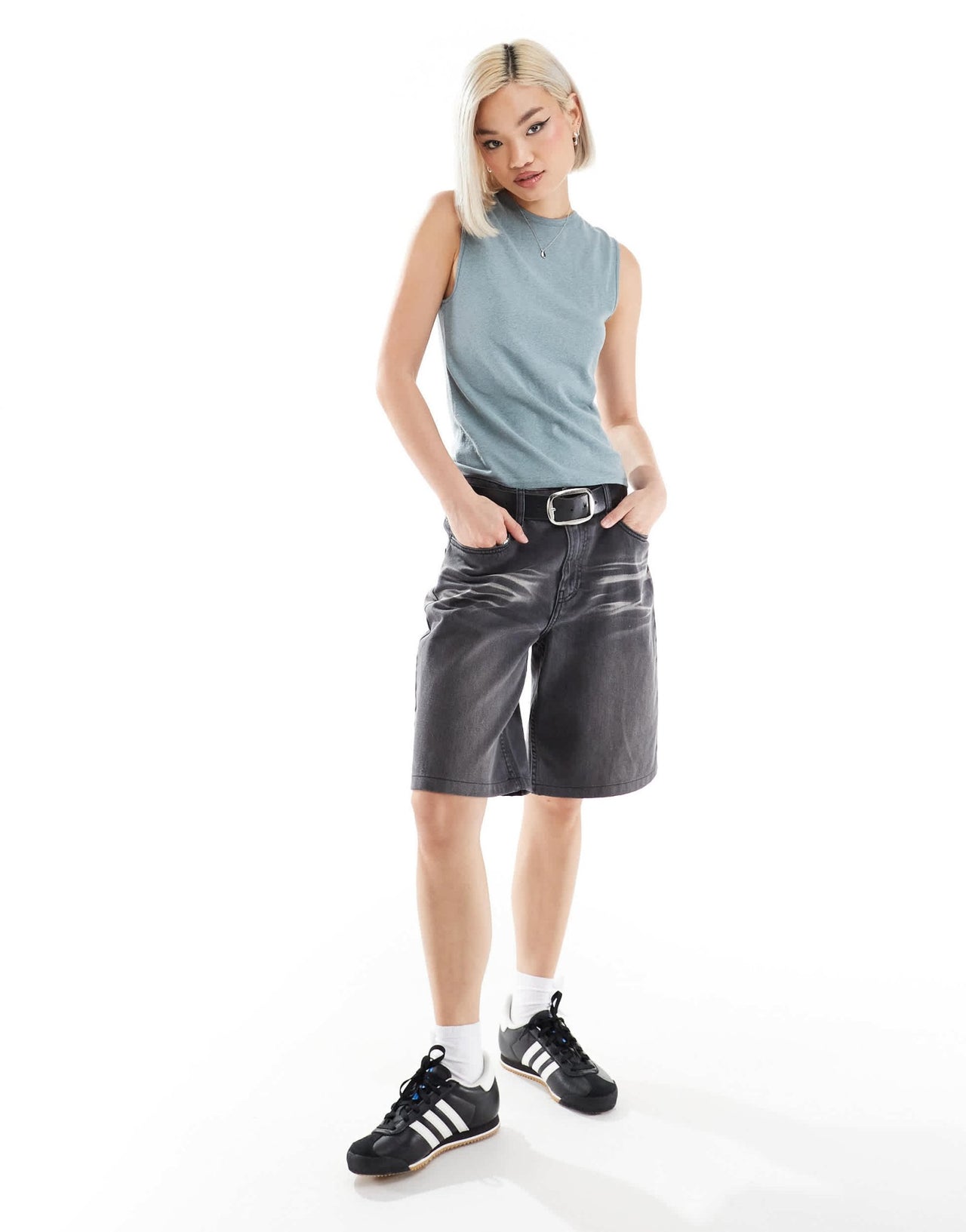 Weekday linen blend tank top in dusty green - ASOS Sample Sale