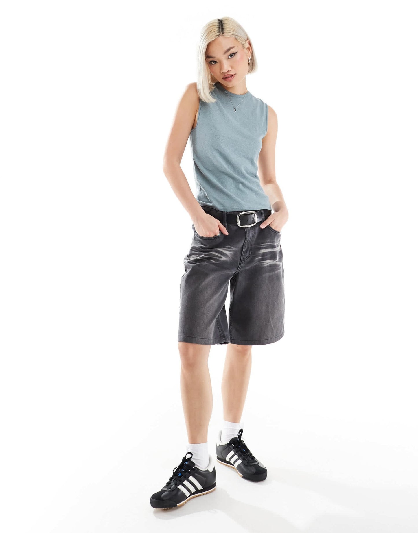 Weekday linen blend tank top in dusty green - ASOS Sample Sale