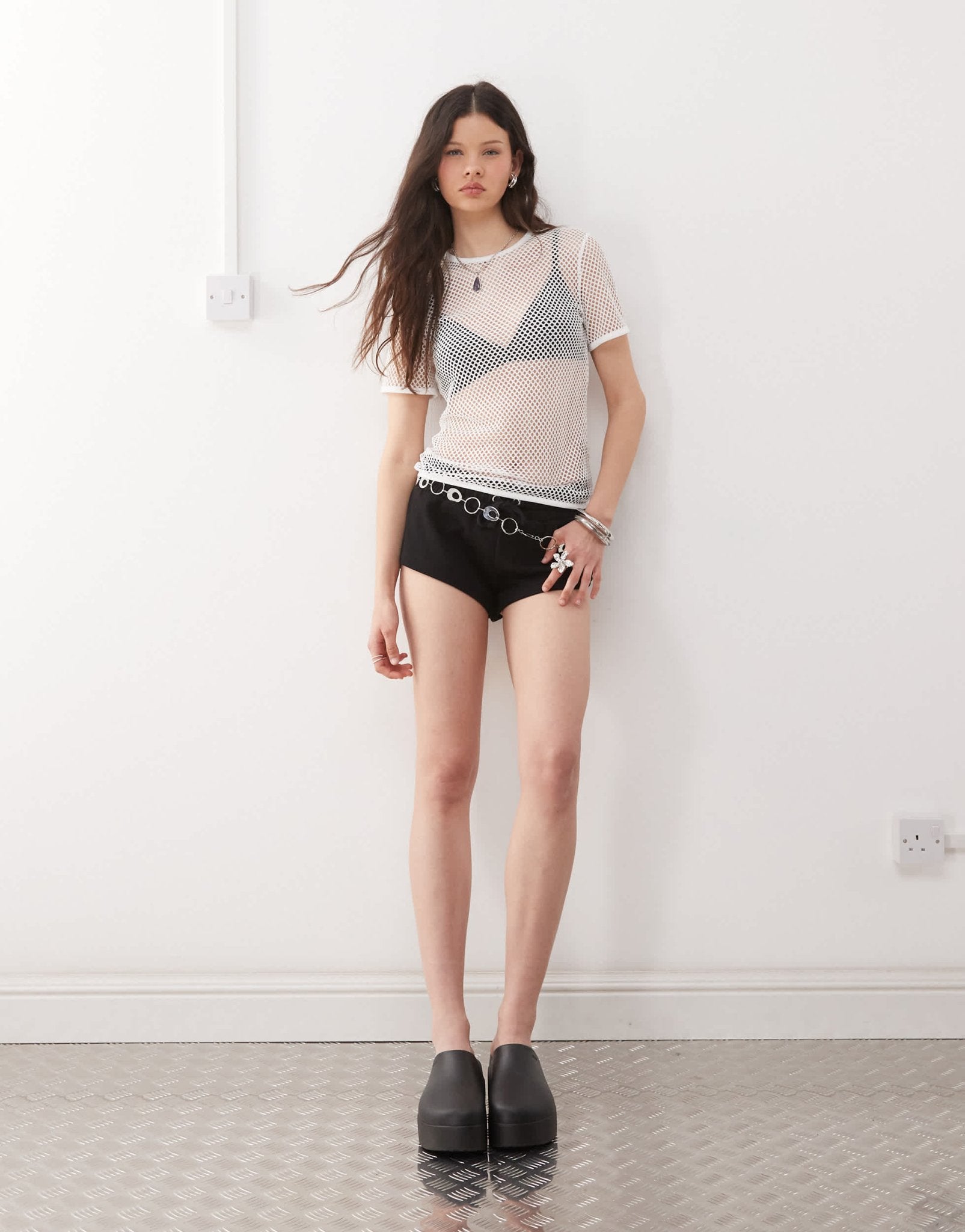 Weekday mesh t-shirt in off - white - ASOS Sample Sale