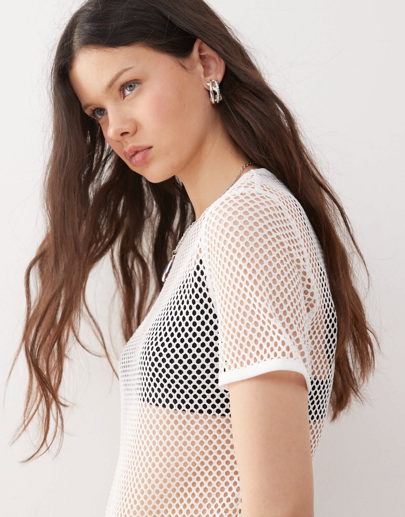 Weekday mesh t-shirt in off - white - ASOS Sample Sale