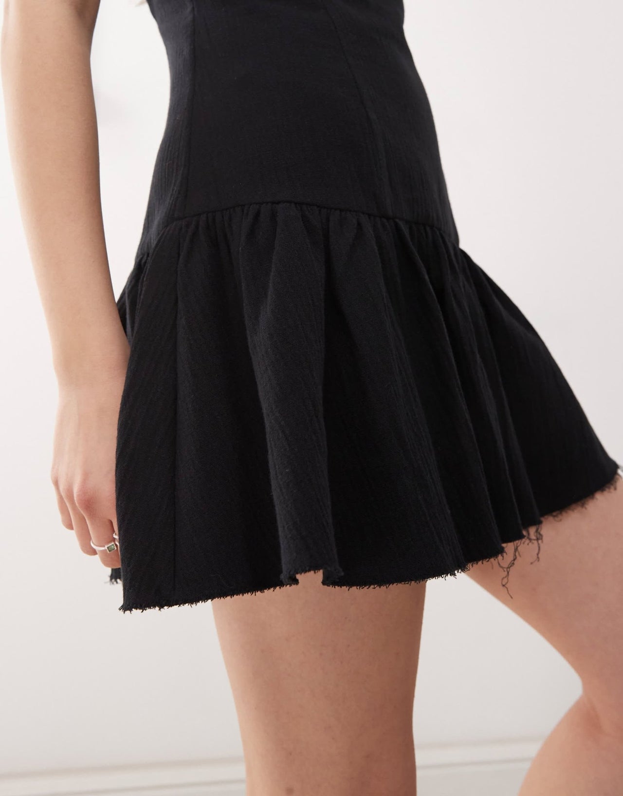 Weekday mini dress with open back and bubble hem in black - ASOS Sample Sale