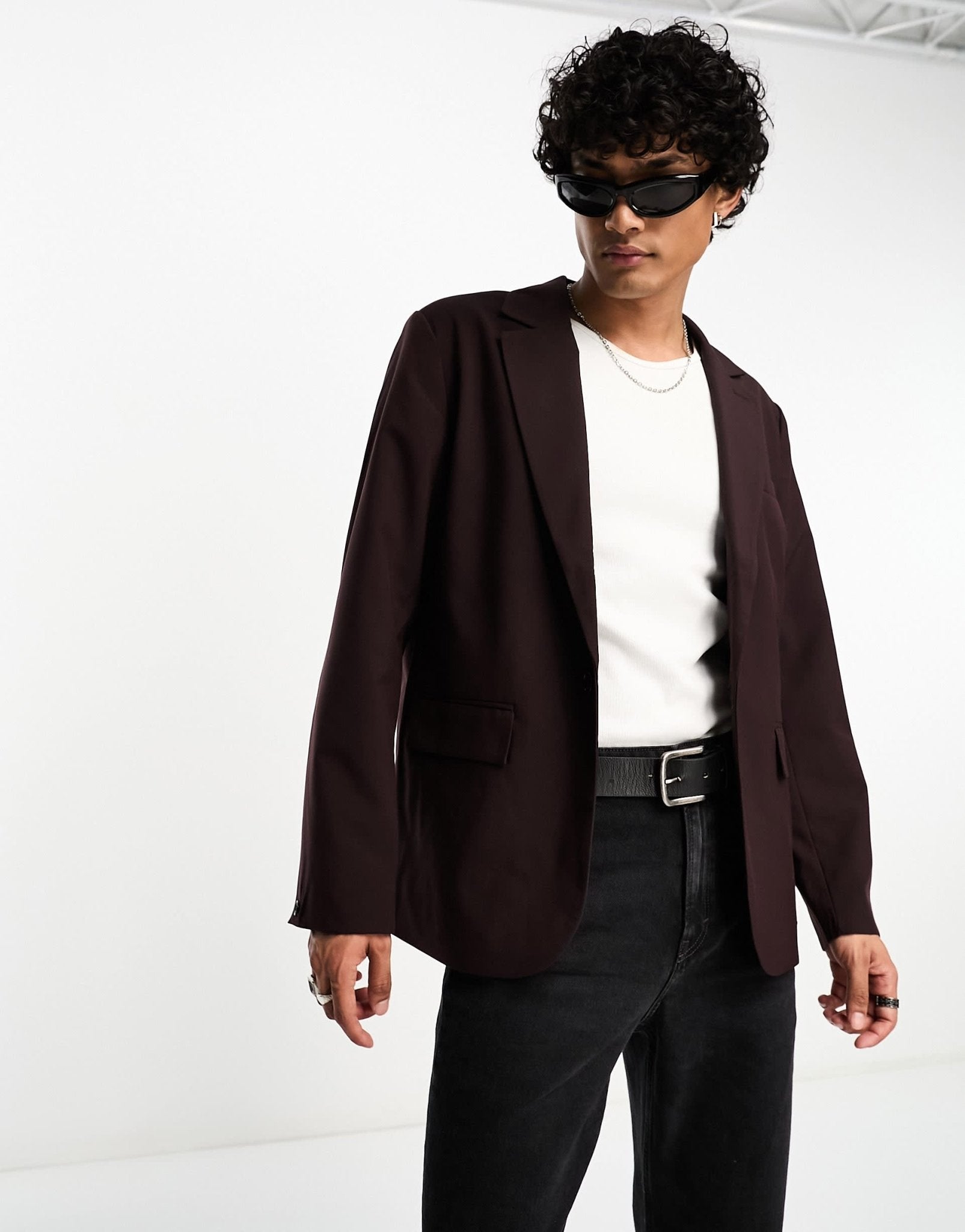 Weekday olle oversized blazer in brown - ASOS Sample Sale