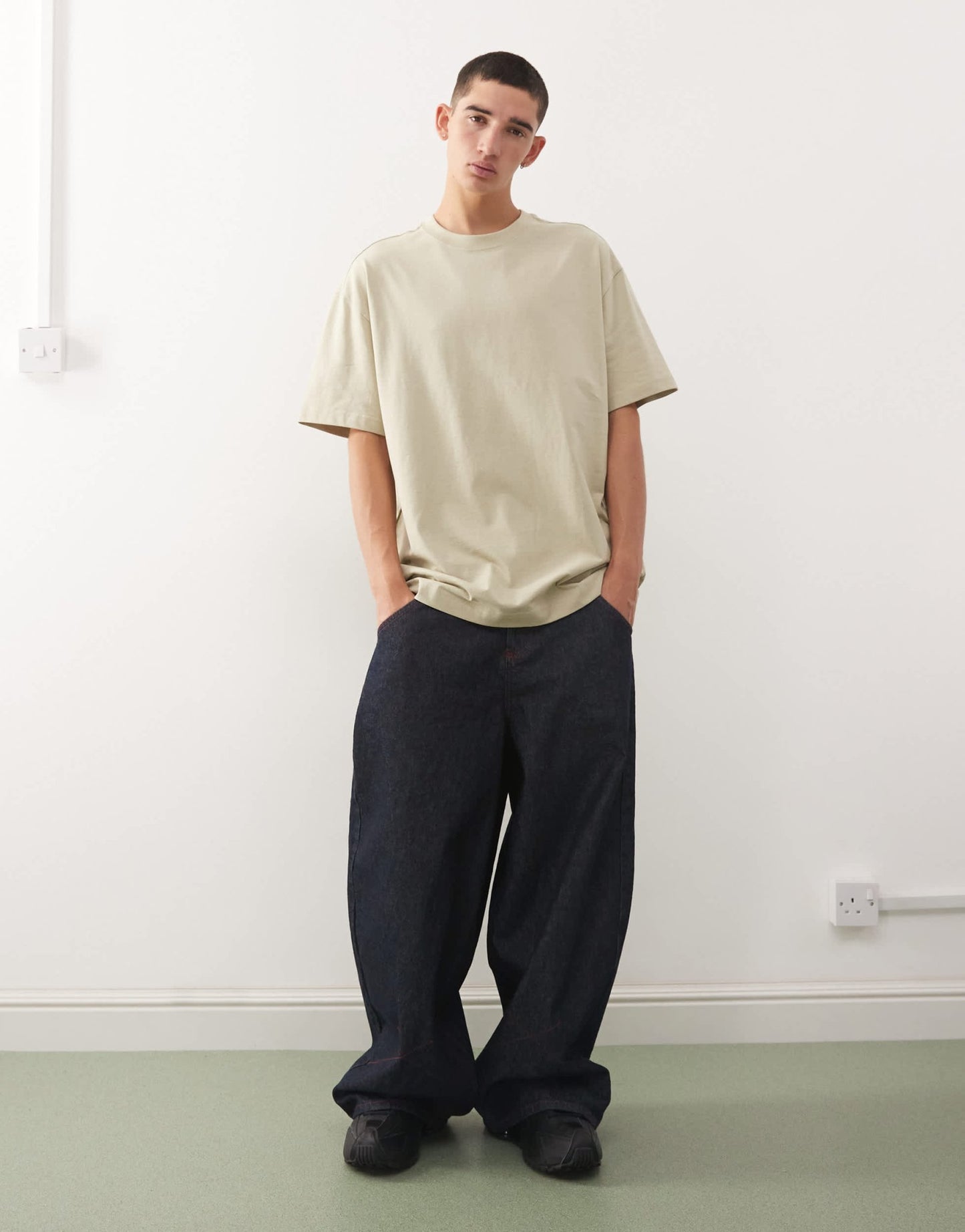 Weekday oversized t-shirt in khaki - ASOS Sample Sale