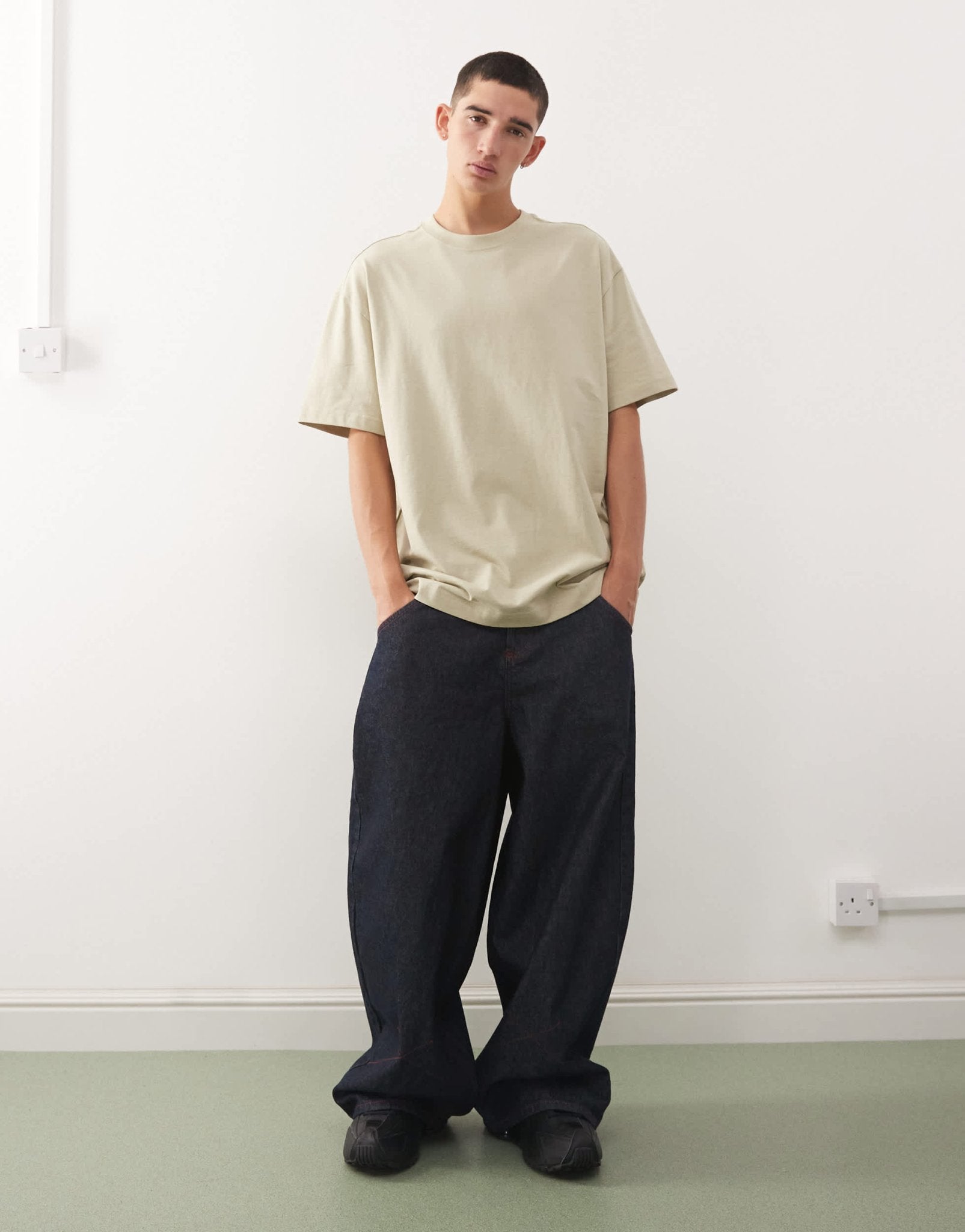 Weekday oversized t-shirt in khaki - ASOS Sample Sale