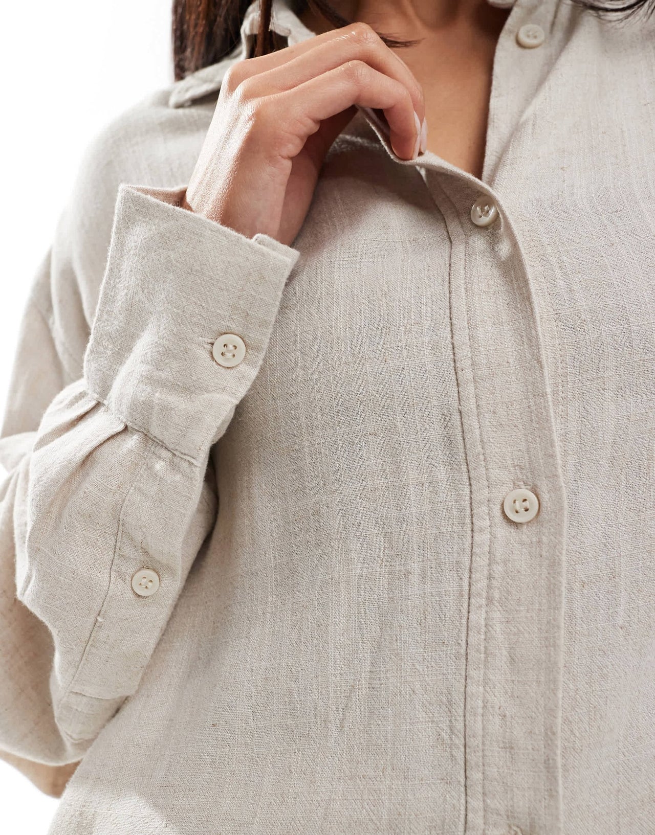Weekday Perfect co - ord linen mix shirt in off - white - ASOS Sample Sale
