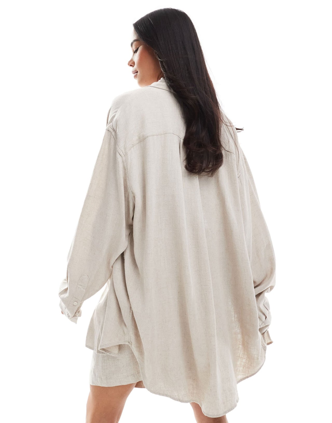 Weekday Perfect co - ord linen mix shirt in off - white - ASOS Sample Sale