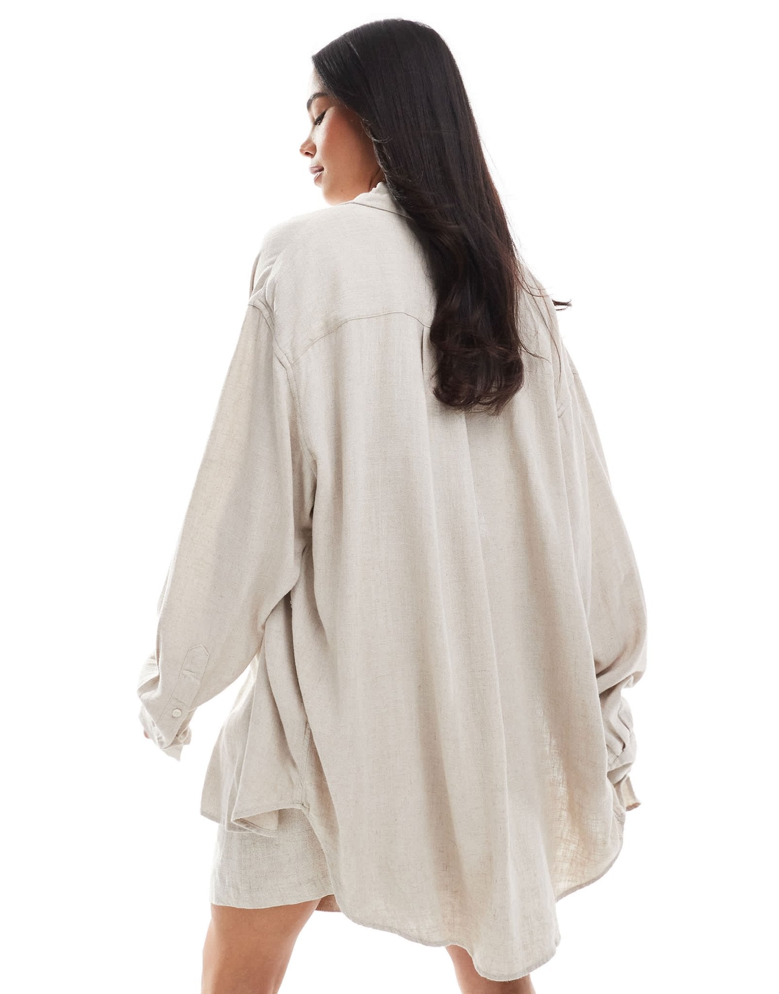 Weekday Perfect co - ord linen mix shirt in off - white - ASOS Sample Sale