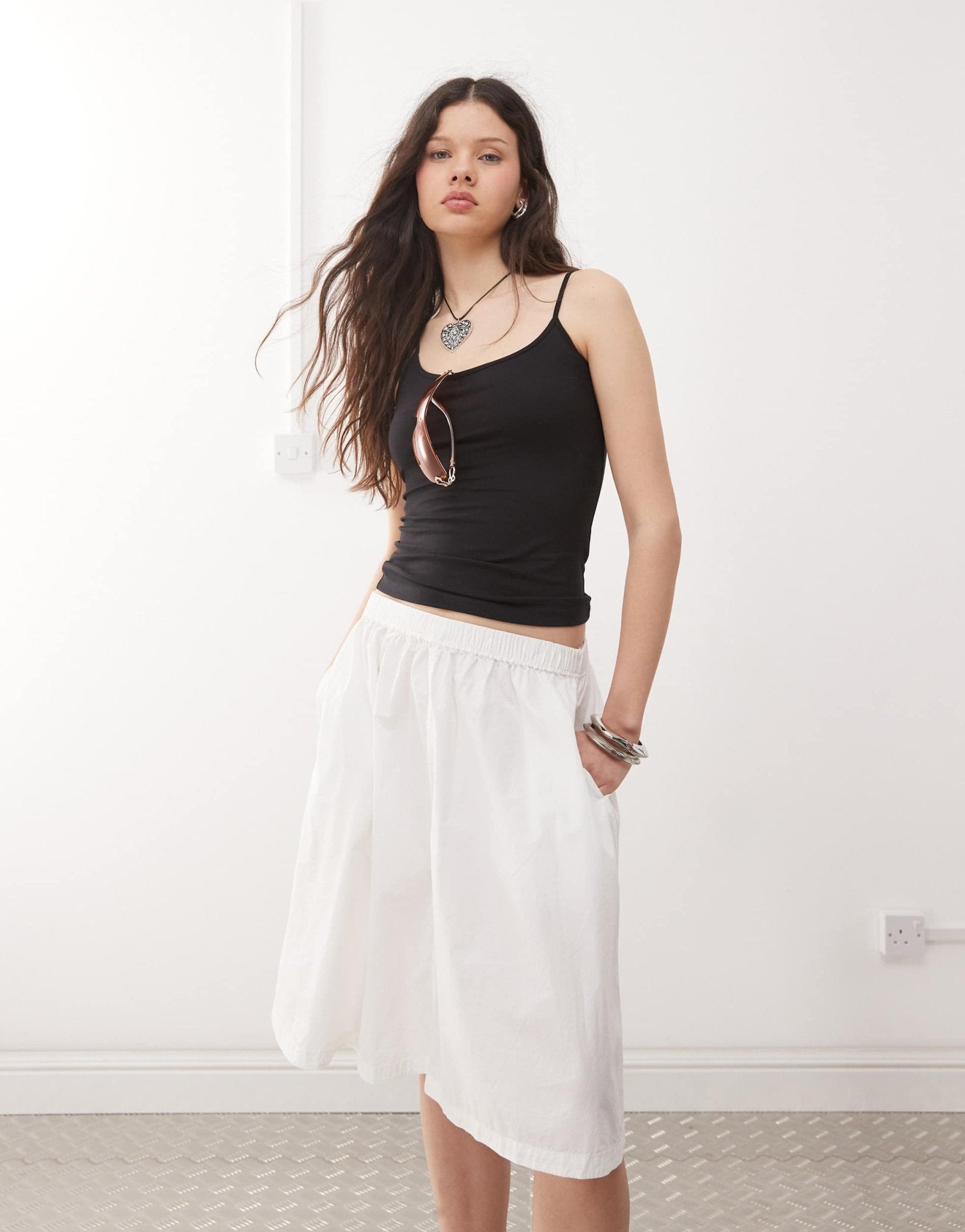 Weekday poplin midi skirt in white - ASOS Sample Sale