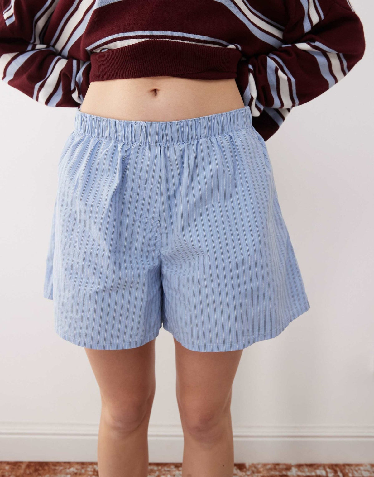 Weekday relaxed fit shorts in blue stripe - ASOS Sample Sale
