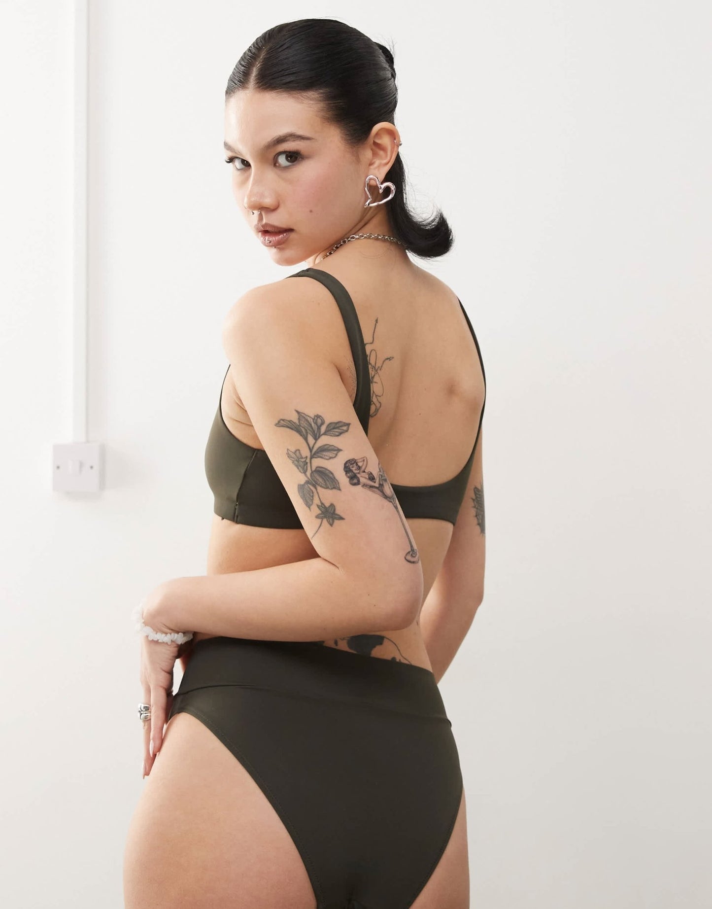 Weekday Sand mix & match scoop neck bikini top in dark green exclusive to ASOS - ASOS Sample Sale